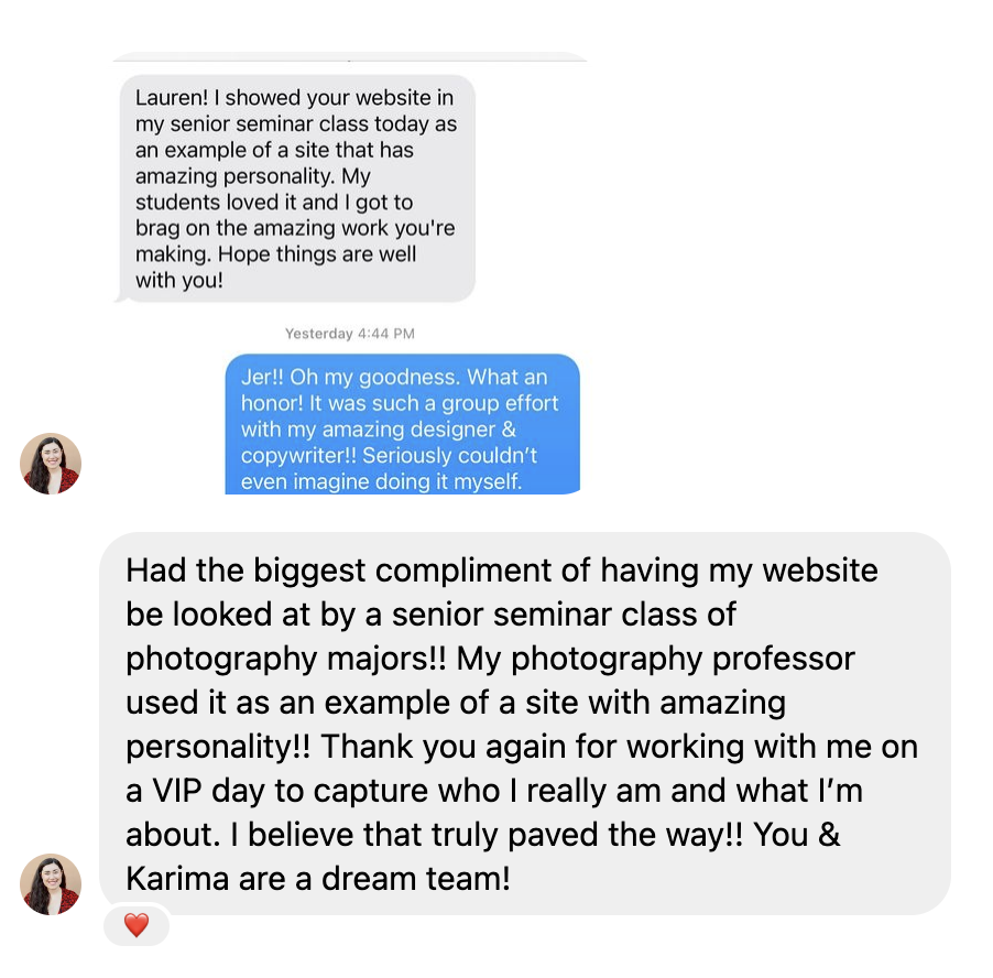 Screenshot: Had the biggest compliment of having my website be looked at by a senior class of photography majors!!!
