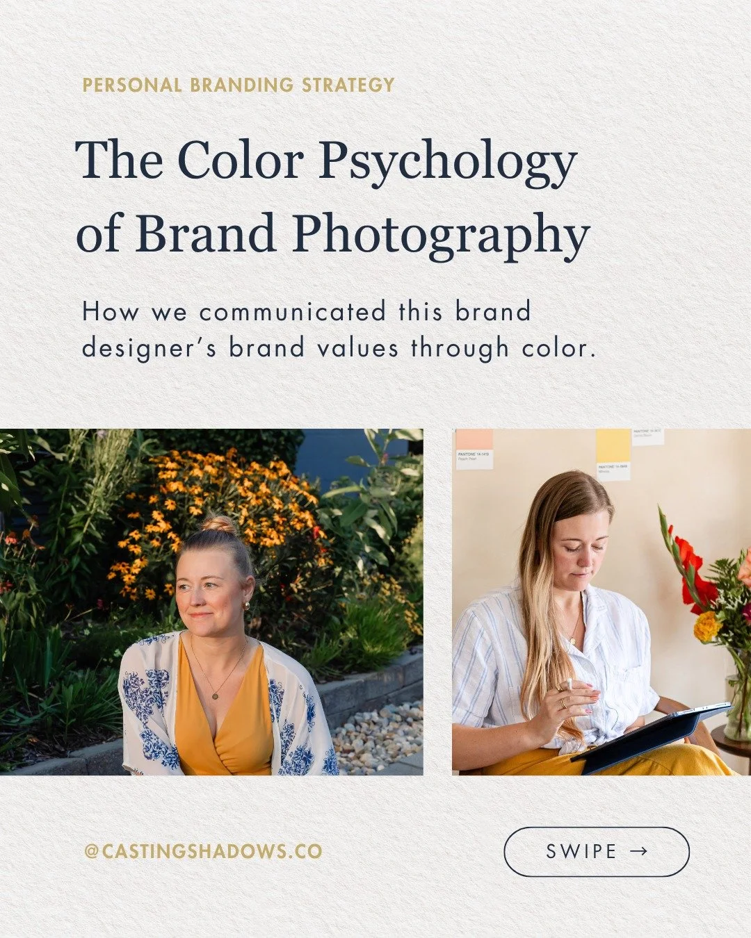 What's the first thing your dream client feels when they land on your page? 👀

For Mariah, it was confidence, warmth and the immediate feeling of being understood... and we made sure every color in this shoot could prove it!

Swipe to see how we use