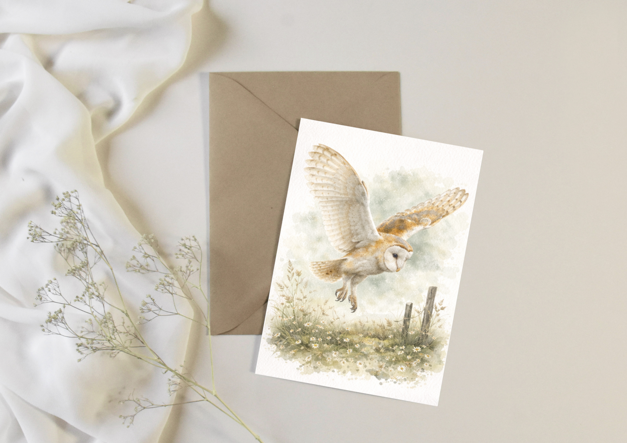Watercolour Barn Owl 2
