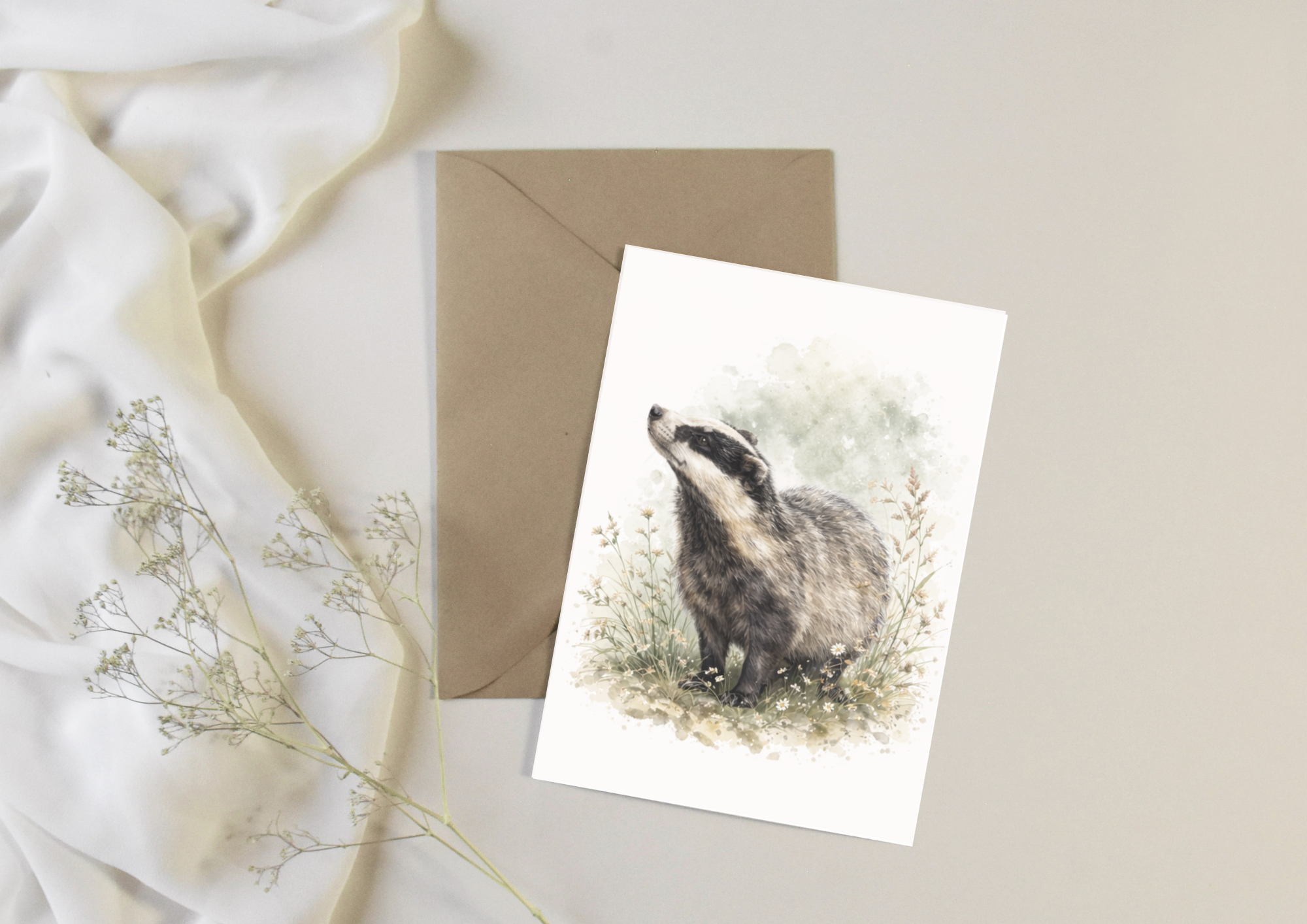 Watercolour Badger 4