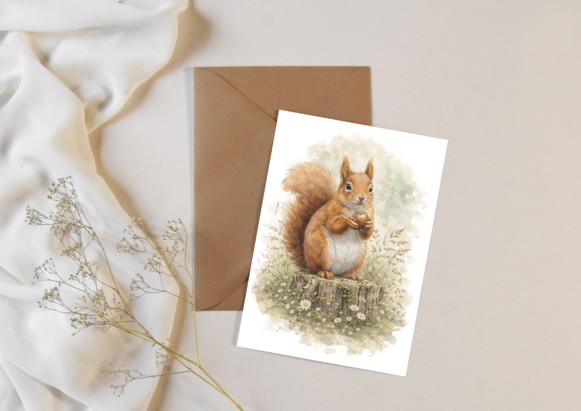 Watercolour Red Squirrel 1