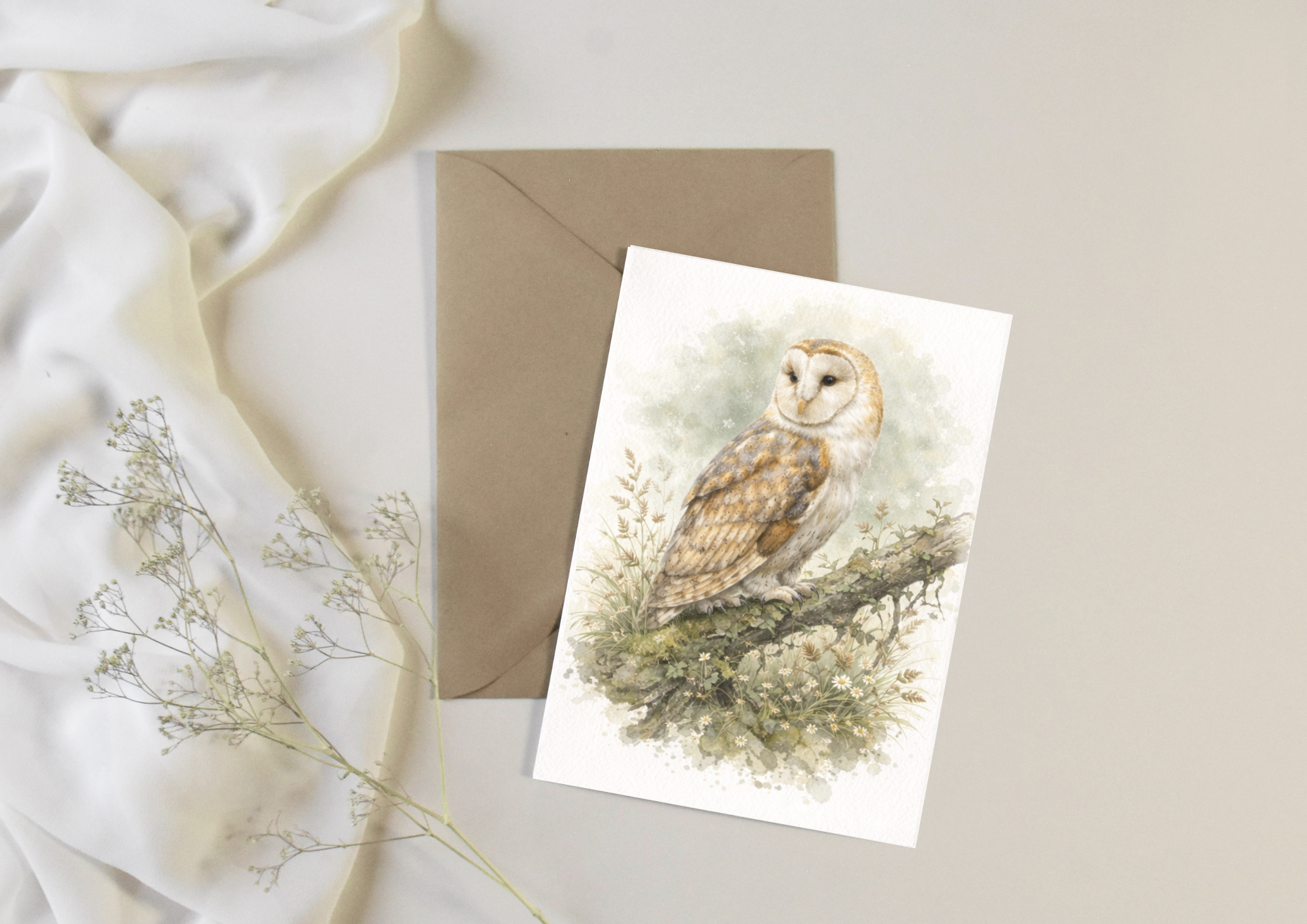 Watercolour Barn Owl 4