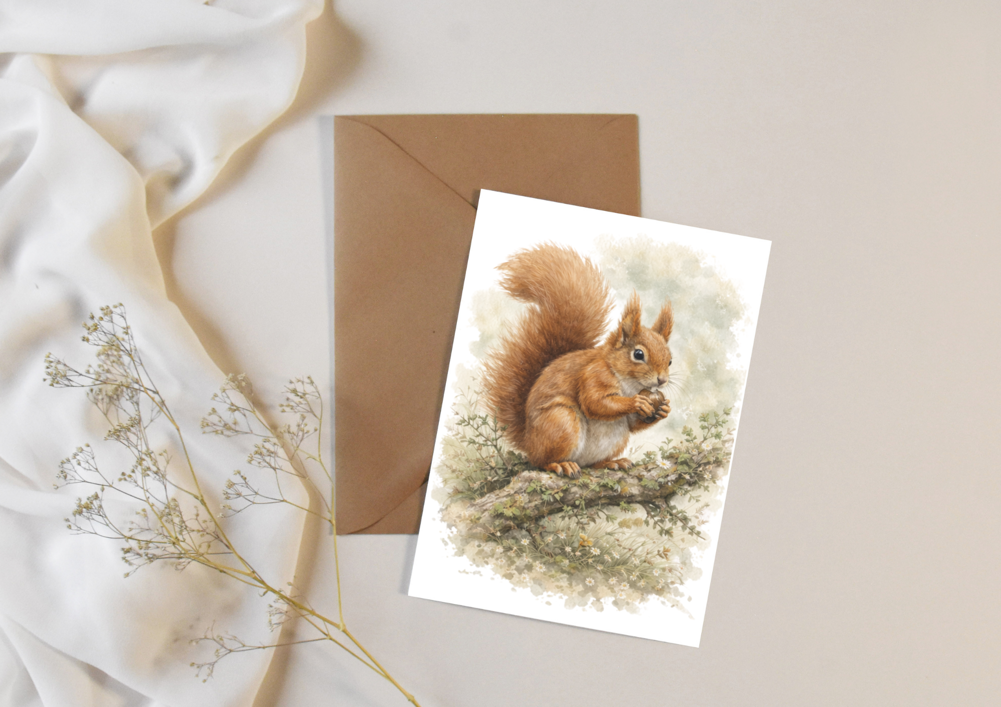 Watercolour Red Squirrel 2
