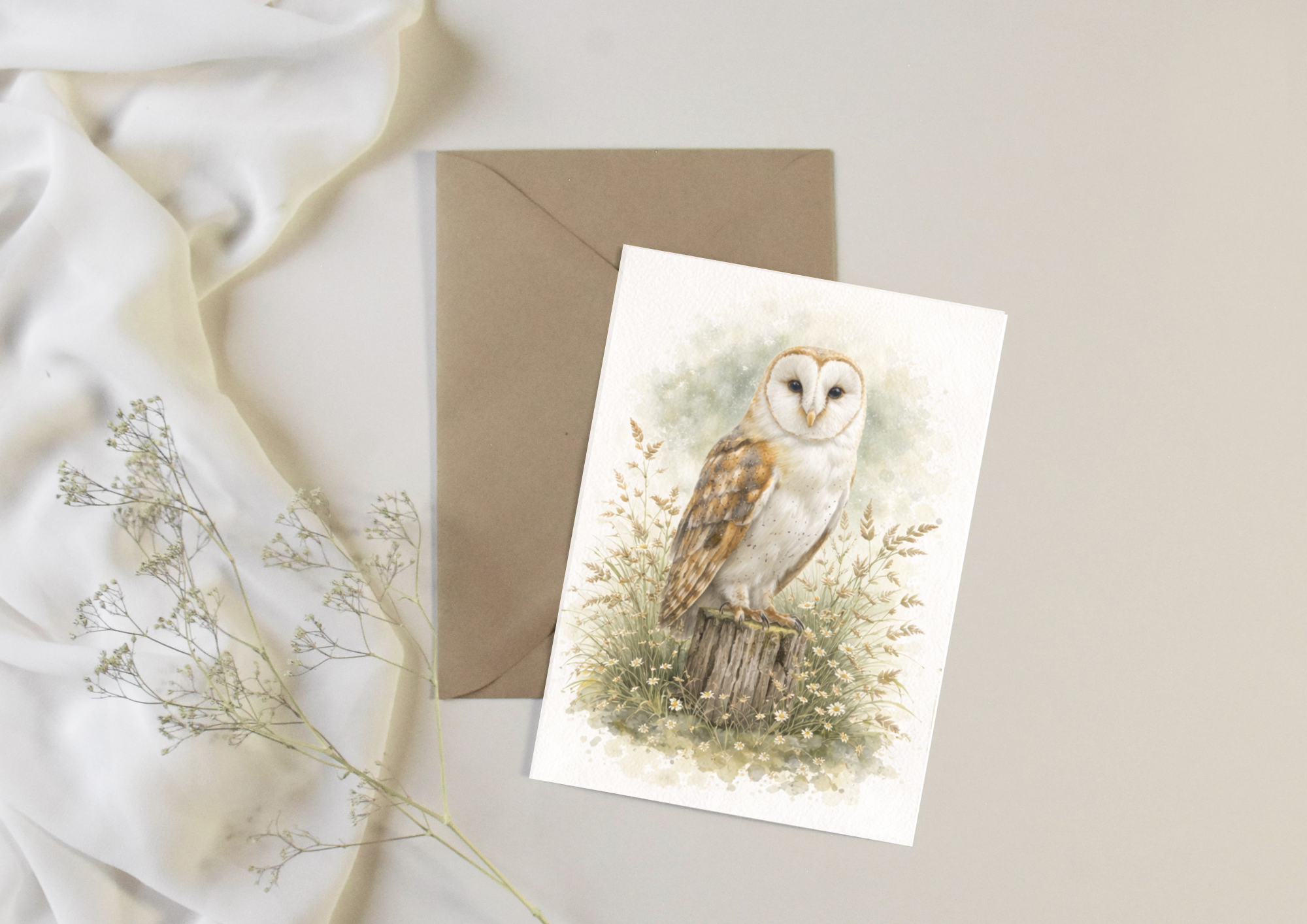 Watercolour Barn Owl 1