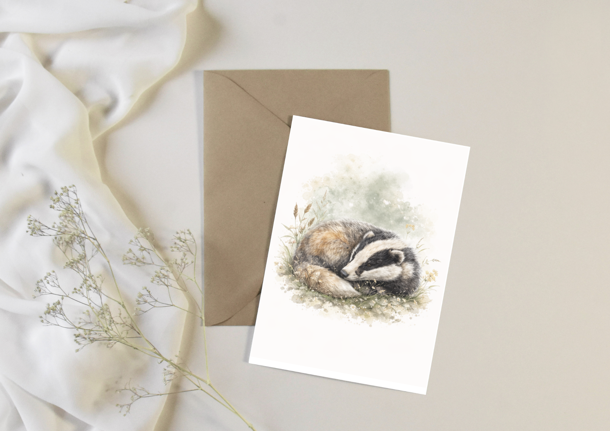 Watercolour Badger 3