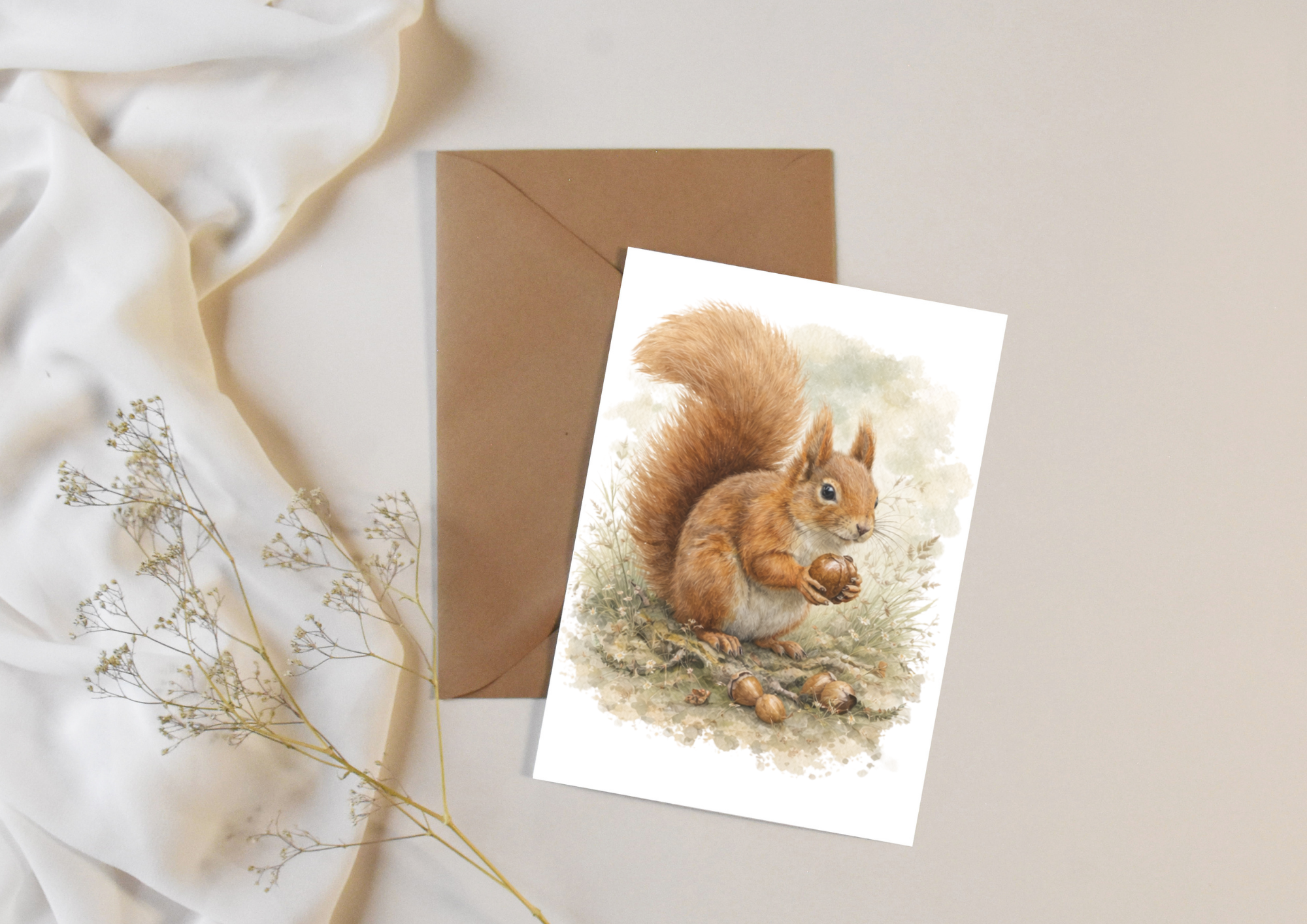 Watercolour Red Squirrel 3