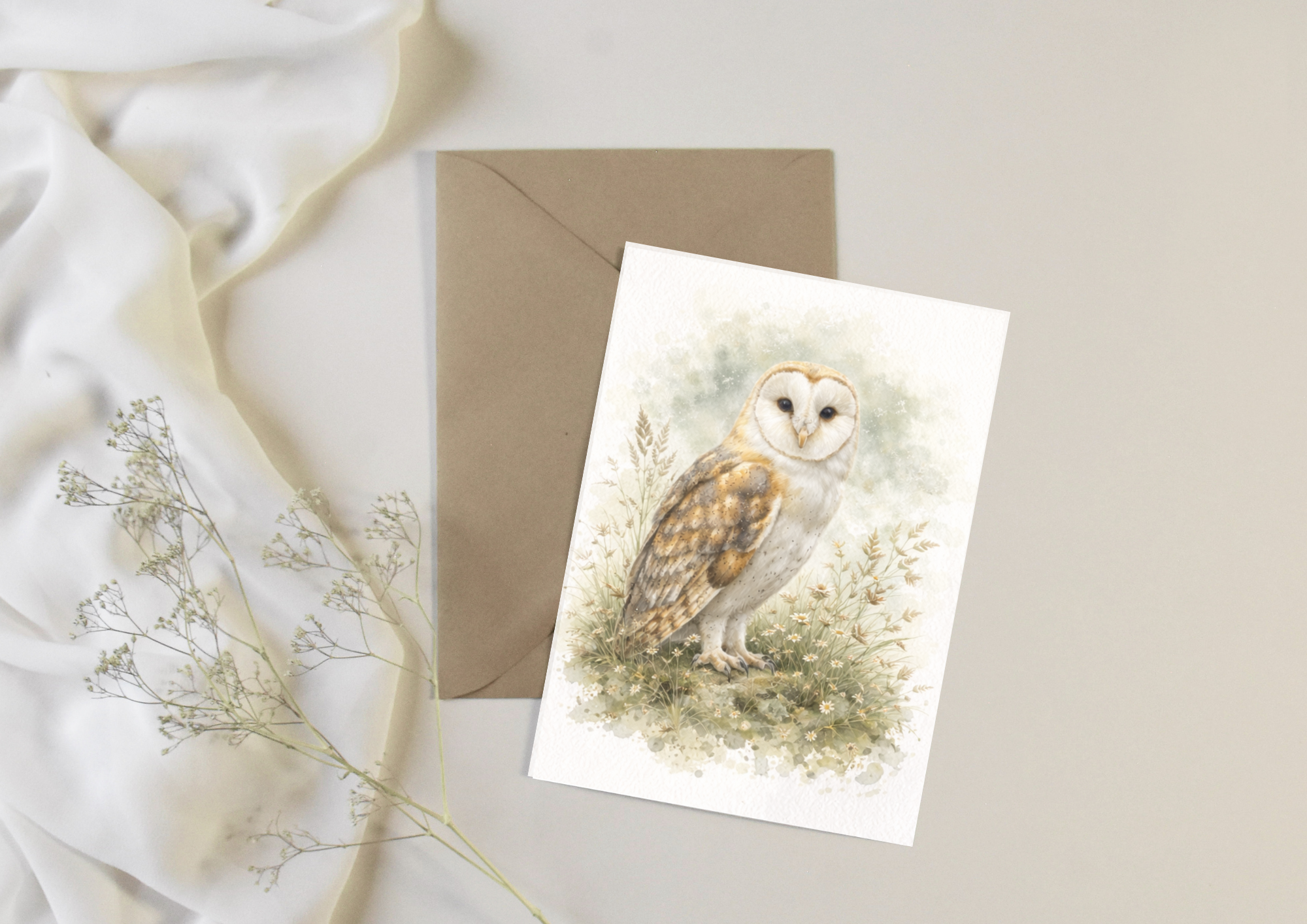 Watercolour Barn Owl 3