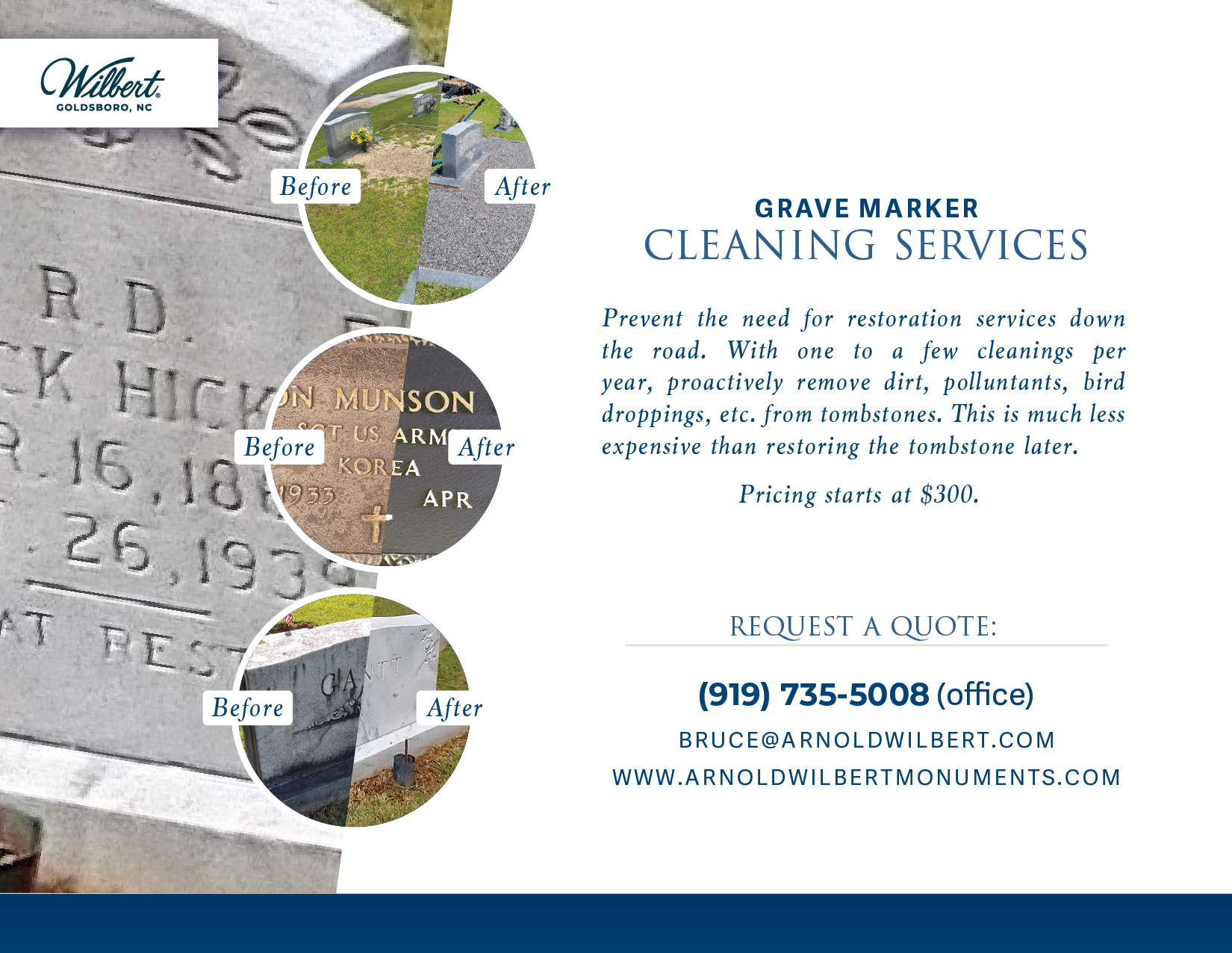 Monument maintenance & cleaning in Goldsboro, NC.
