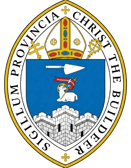 Coat of arms with a blue shield featuring a castle wall, a white feline with a crown, a lance, and a sword, surrounded by a circular border with the text 'Seal of the Province of the Chiriquí, the Builder' and topped with a golden crown.