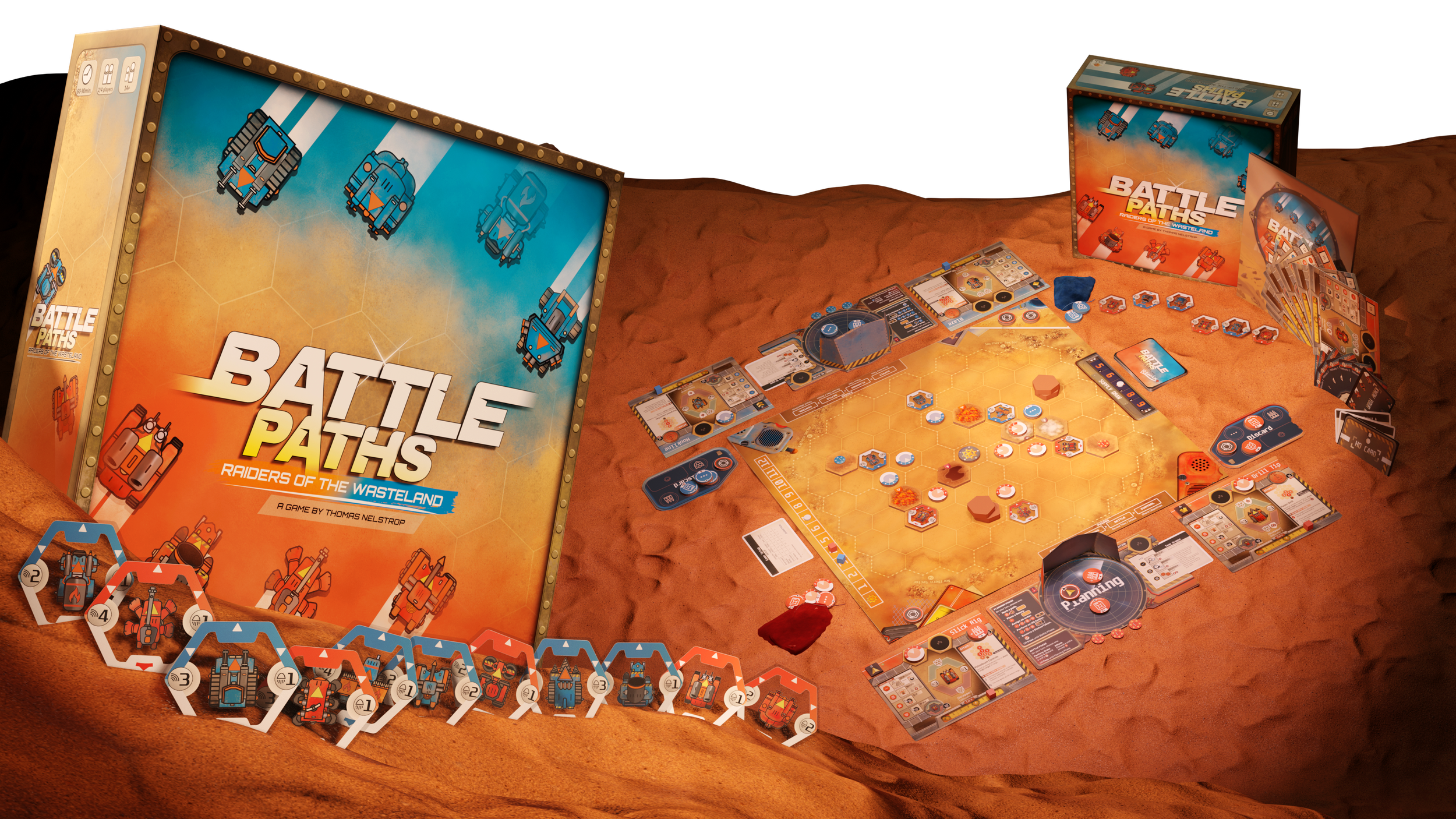 An image of Battlepaths Board Game all setup and ready to go!!