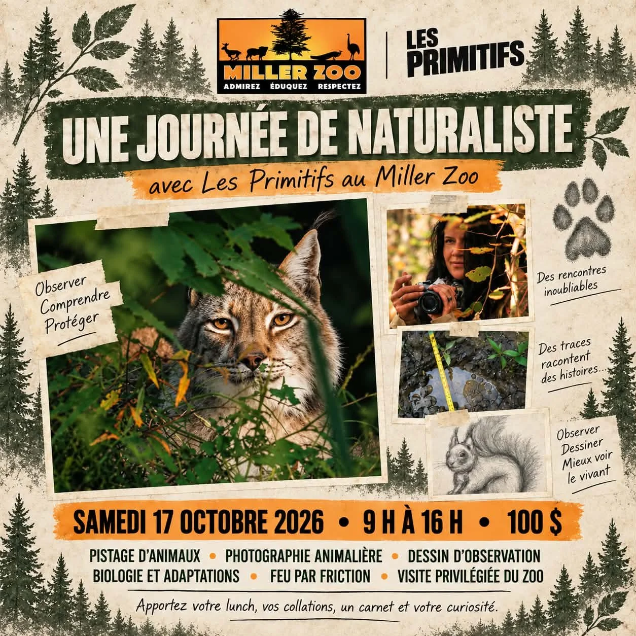 Journée naturaliste avec Les Primitifs au Zoo Miller • 17 octobre • Frampton