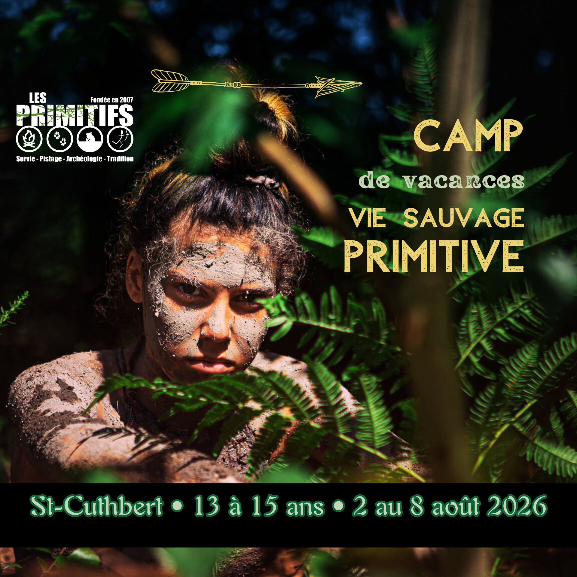 Camp de vacances - Vie sauvage primitive - 13-15 ans • 2 au 8 août 2026 • St-Cuthbert