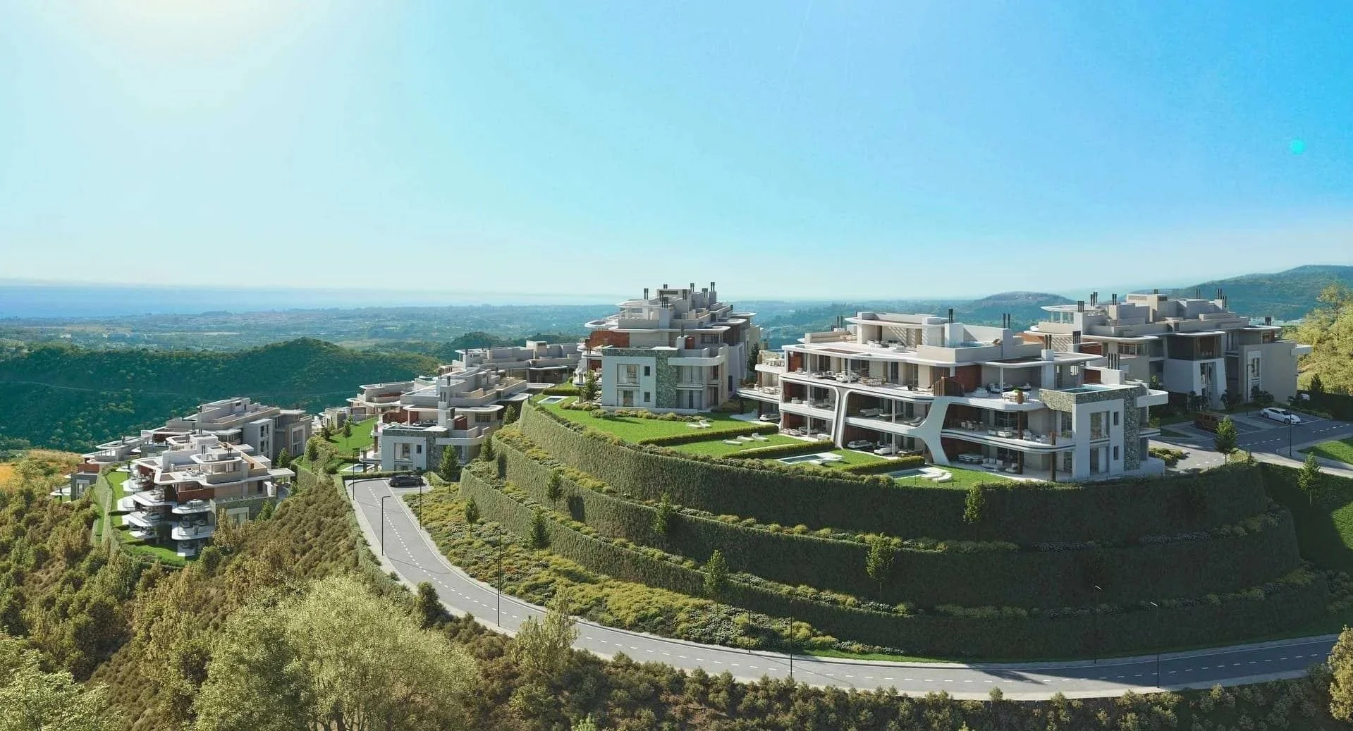 Luxury apartment complex in Real de La Quinta with hillside views and modern architecture