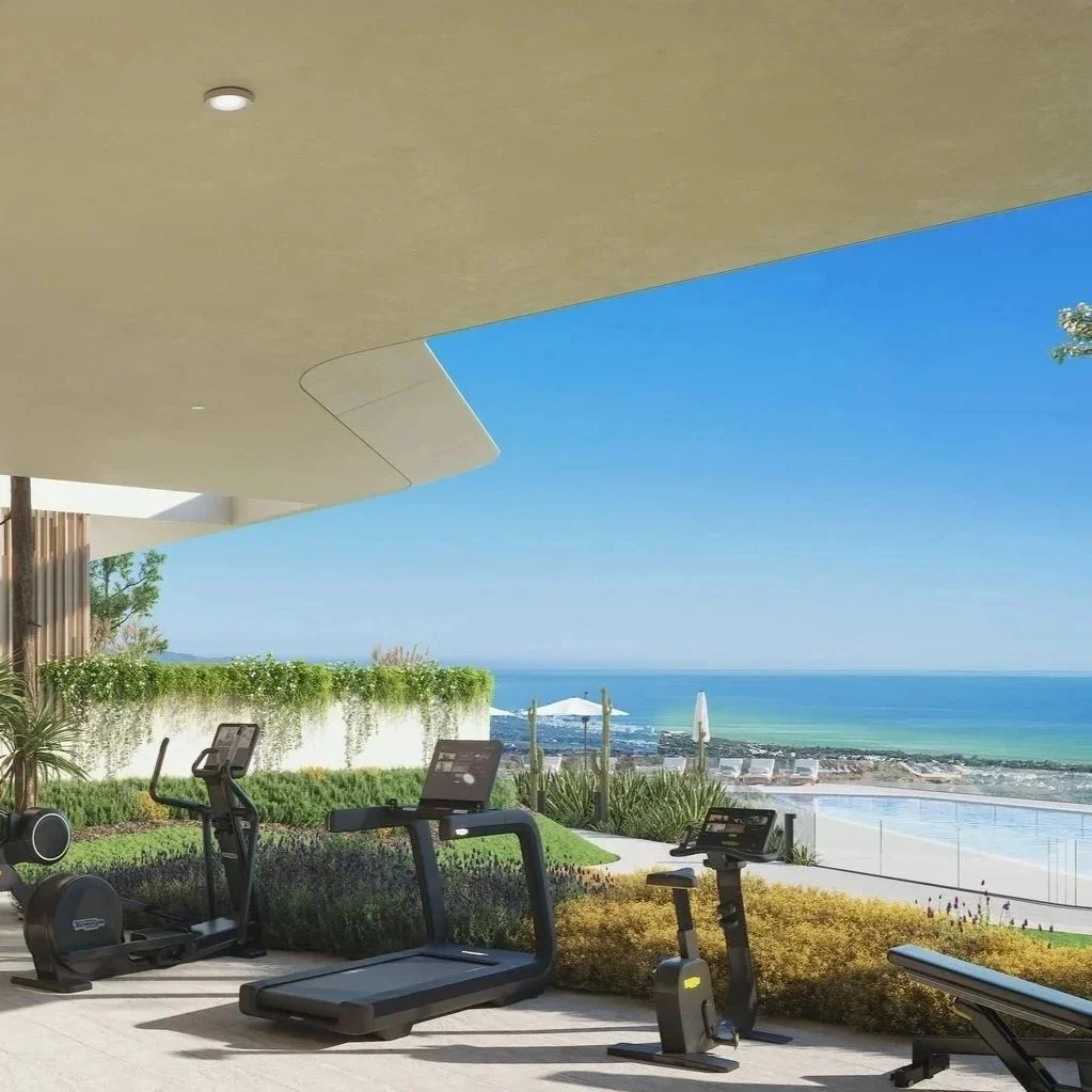 Outdoor gym with ocean view in Benahavís luxury residential development