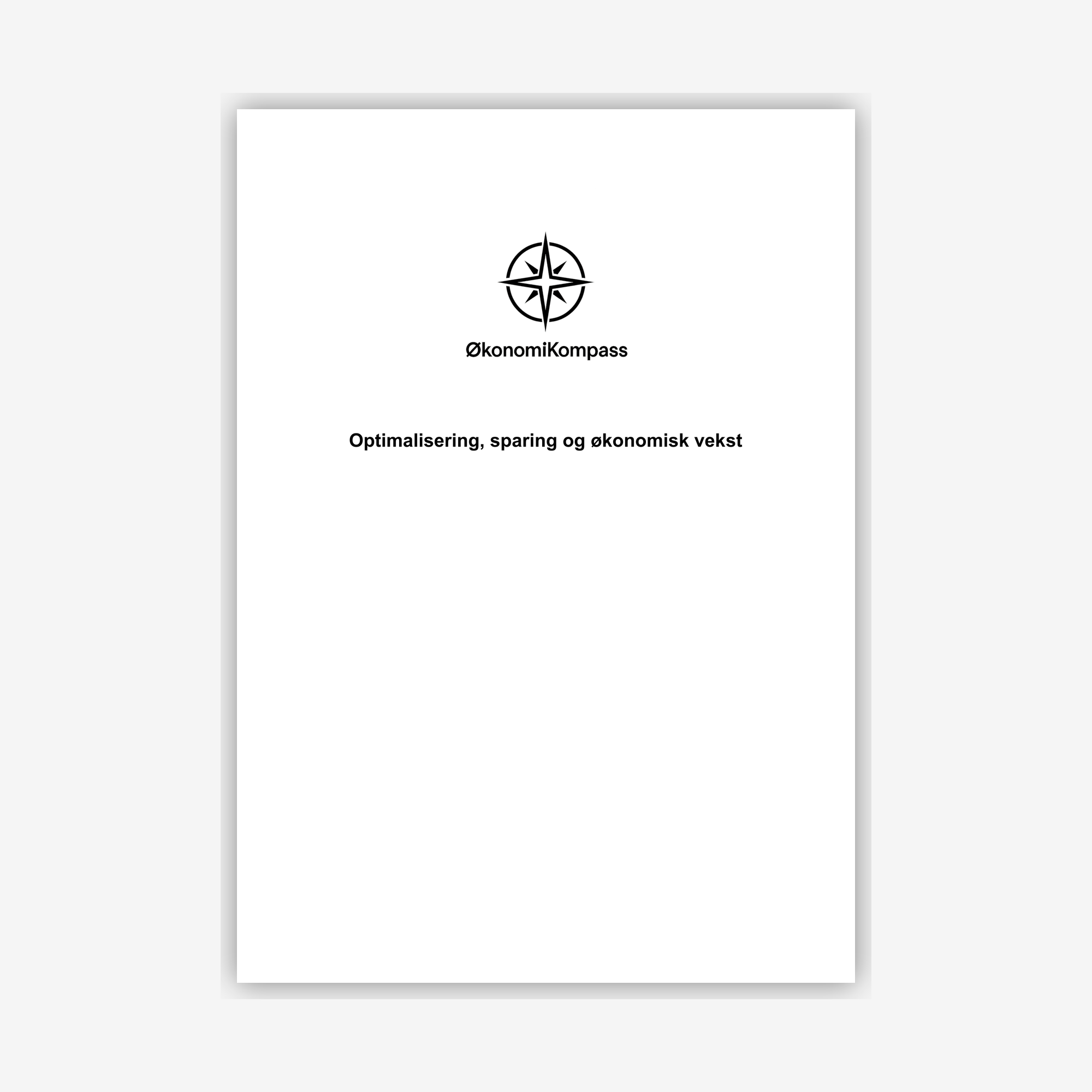 Optimalisering, sparing og økonomisk vekst