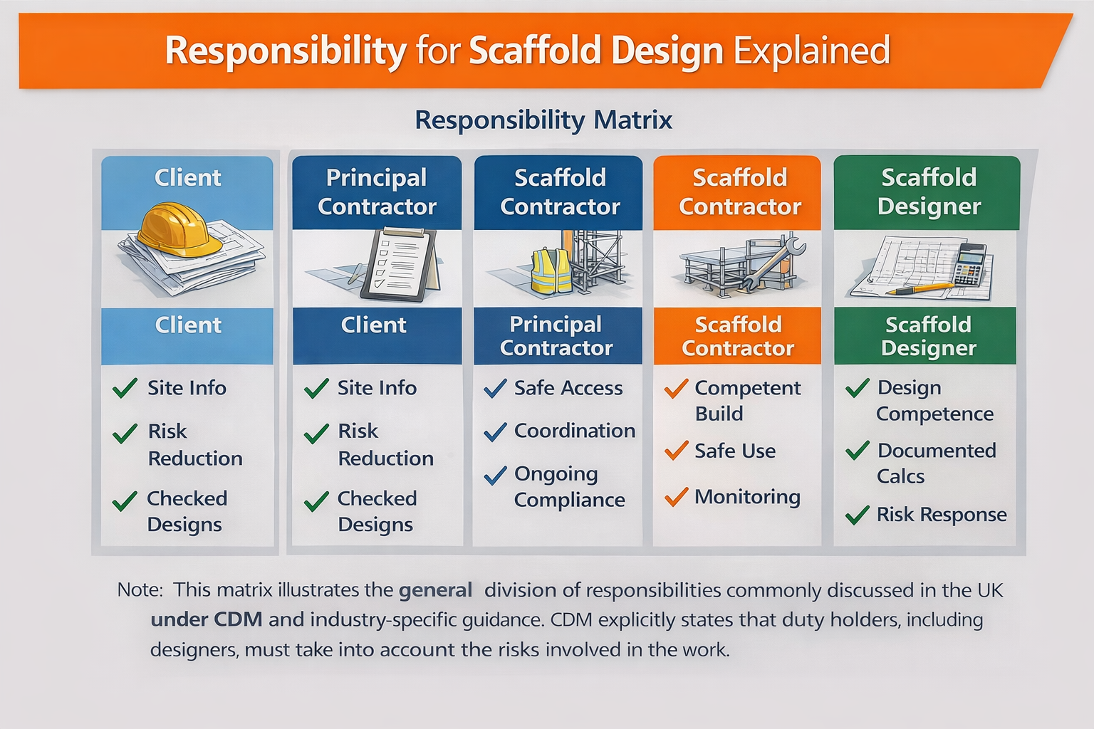 Who is responsible for scaffold safety: client, contractor, or designer?