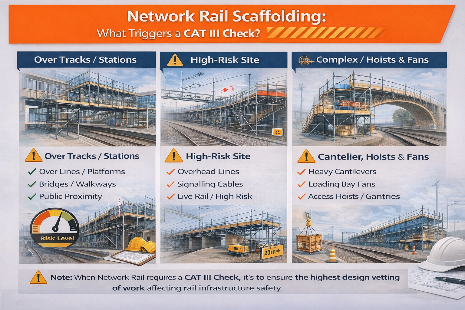 Network Rail scaffolding: what triggers a CAT III check?