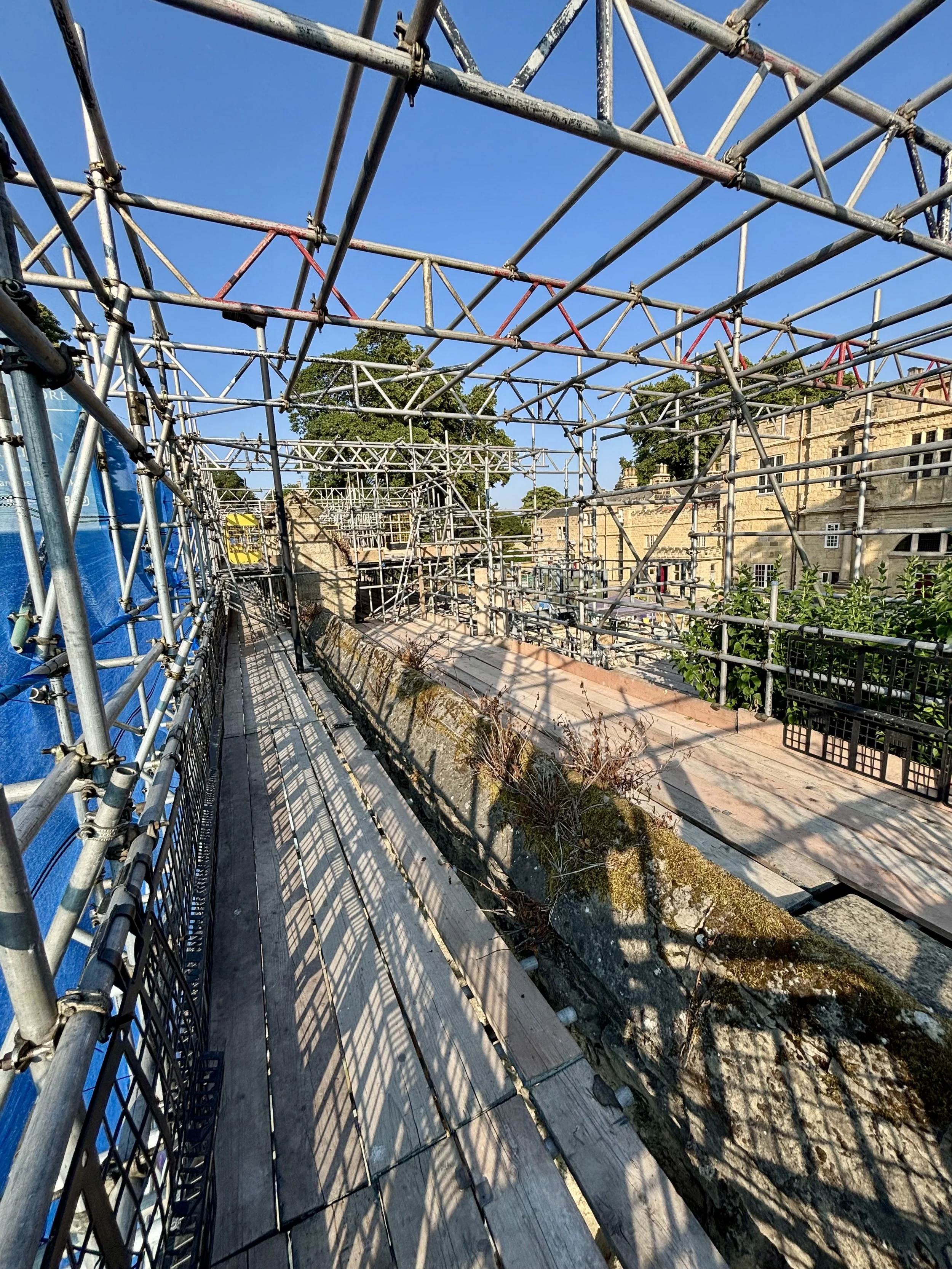 Structural facade support scaffold and access scaffold