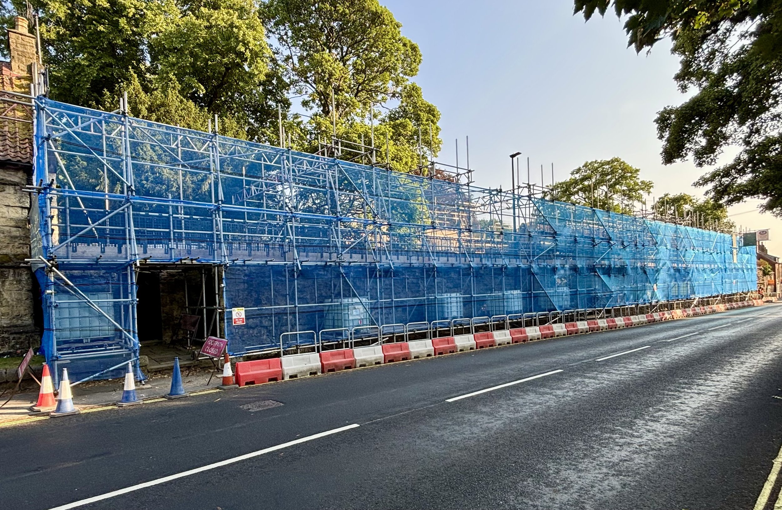 Access scaffold and structural facade shore in Malton