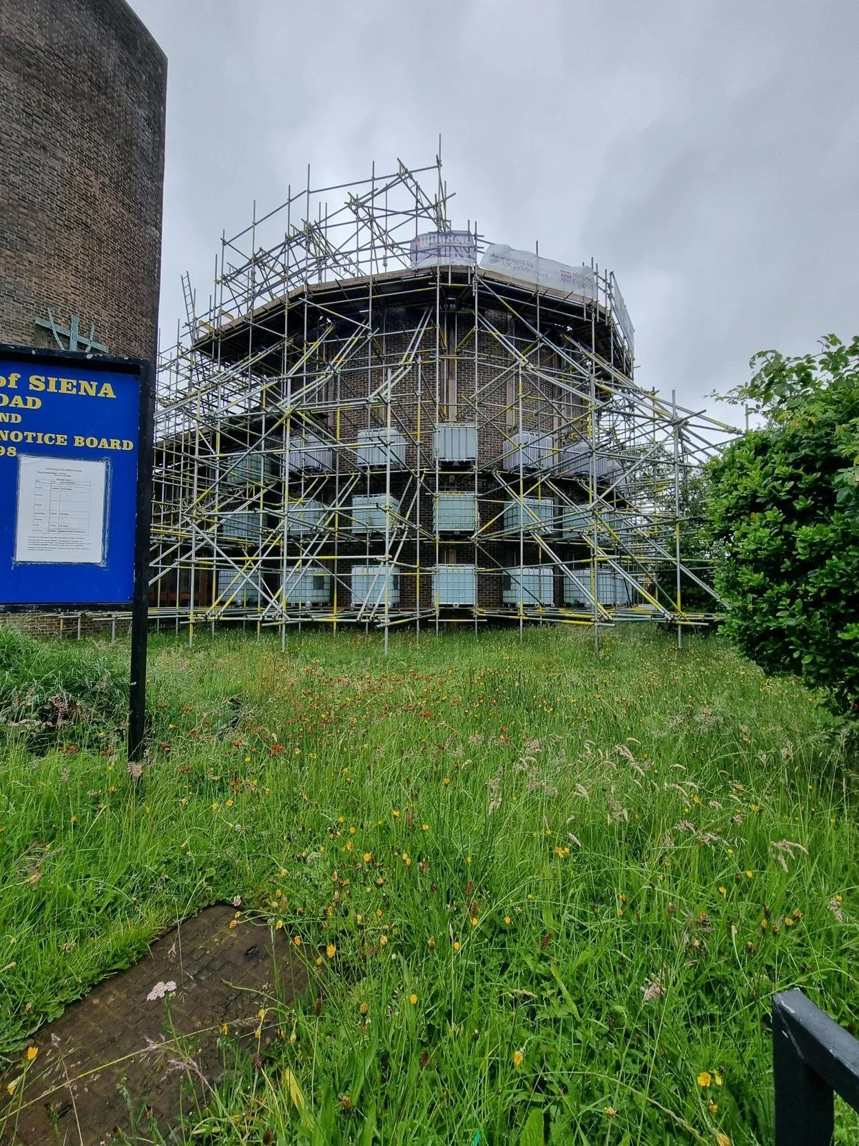 Access scaffold and facade shore