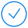 A blue checkmark inside a blue circle indicating approval or confirmation.
