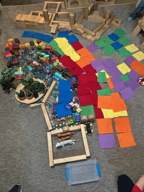 Children-led playing items at Beaumont Children's Center bilingual Chinese preschool in Portland, Oregon