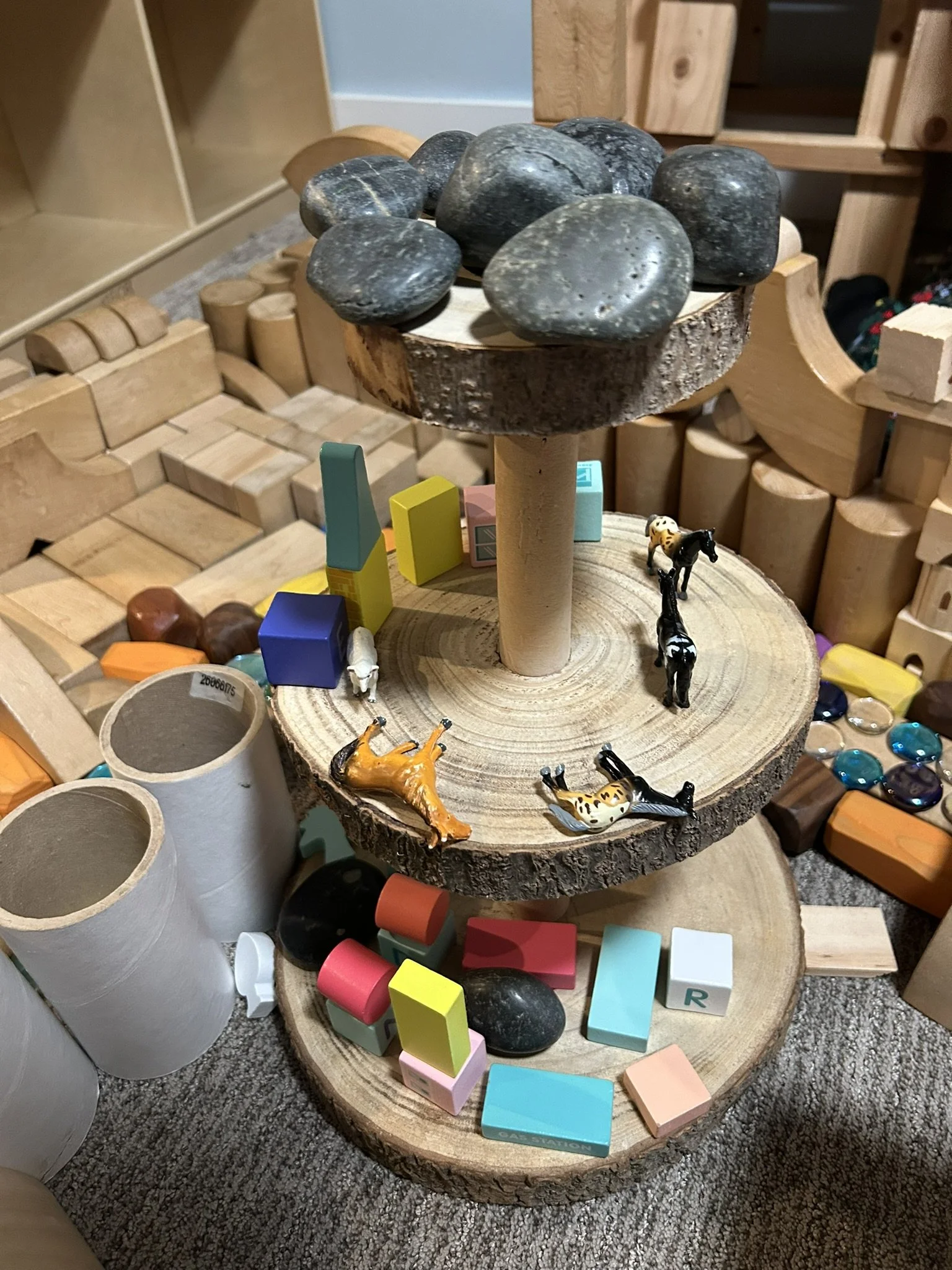 Blocks and toys at Beaumont Children's Center bilingual Chinese preschool in Portland, Oregon