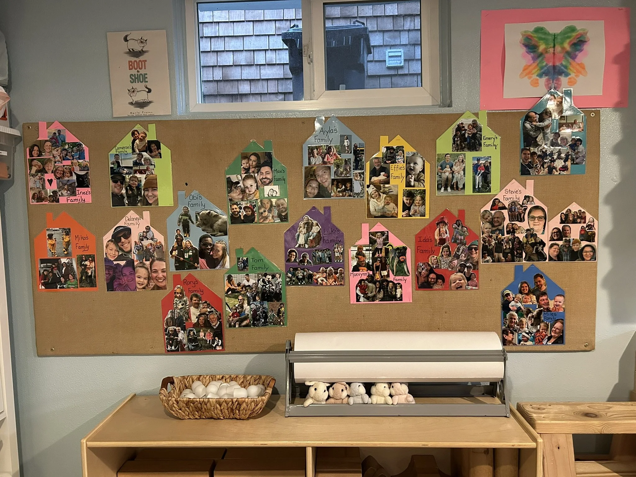 Pictures of each child's family at Beaumont Children's Center bilingual Chinese preschool in Portland, Oregon
