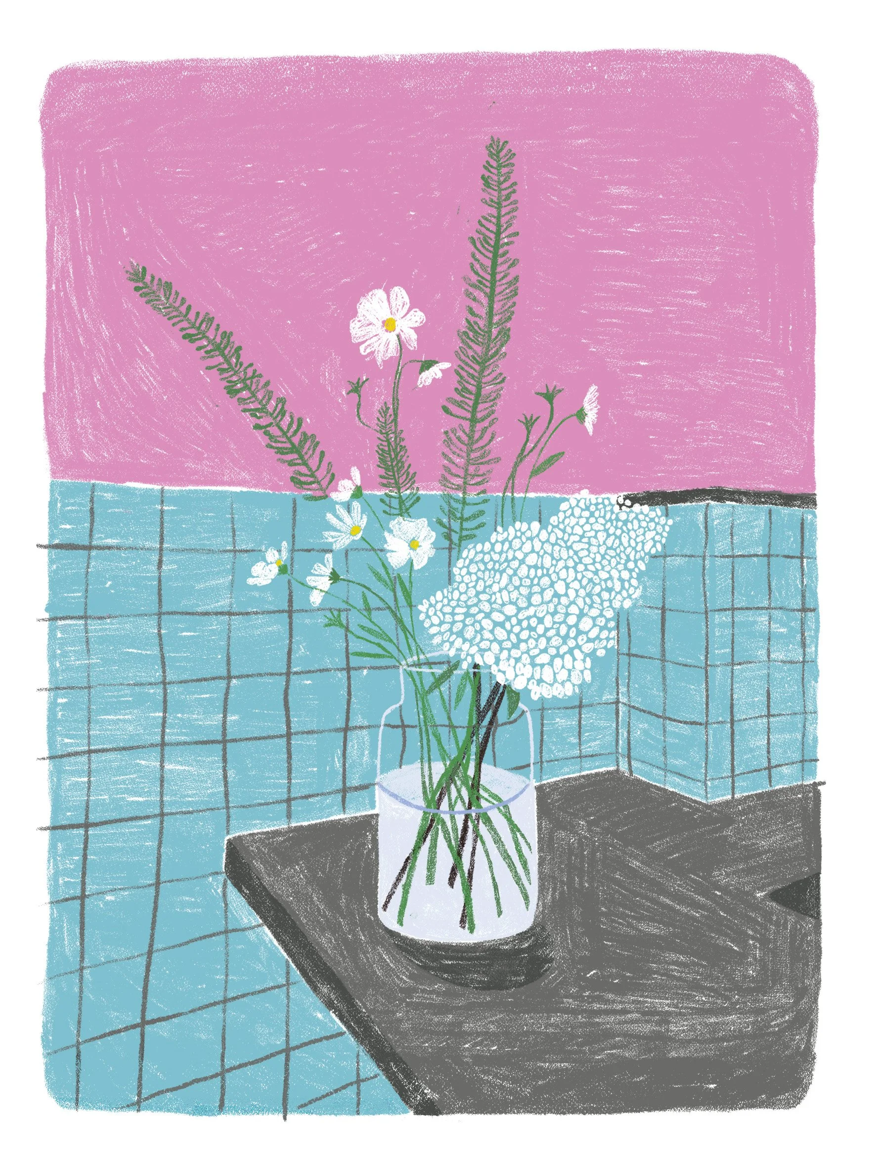 De bloemen op tafel