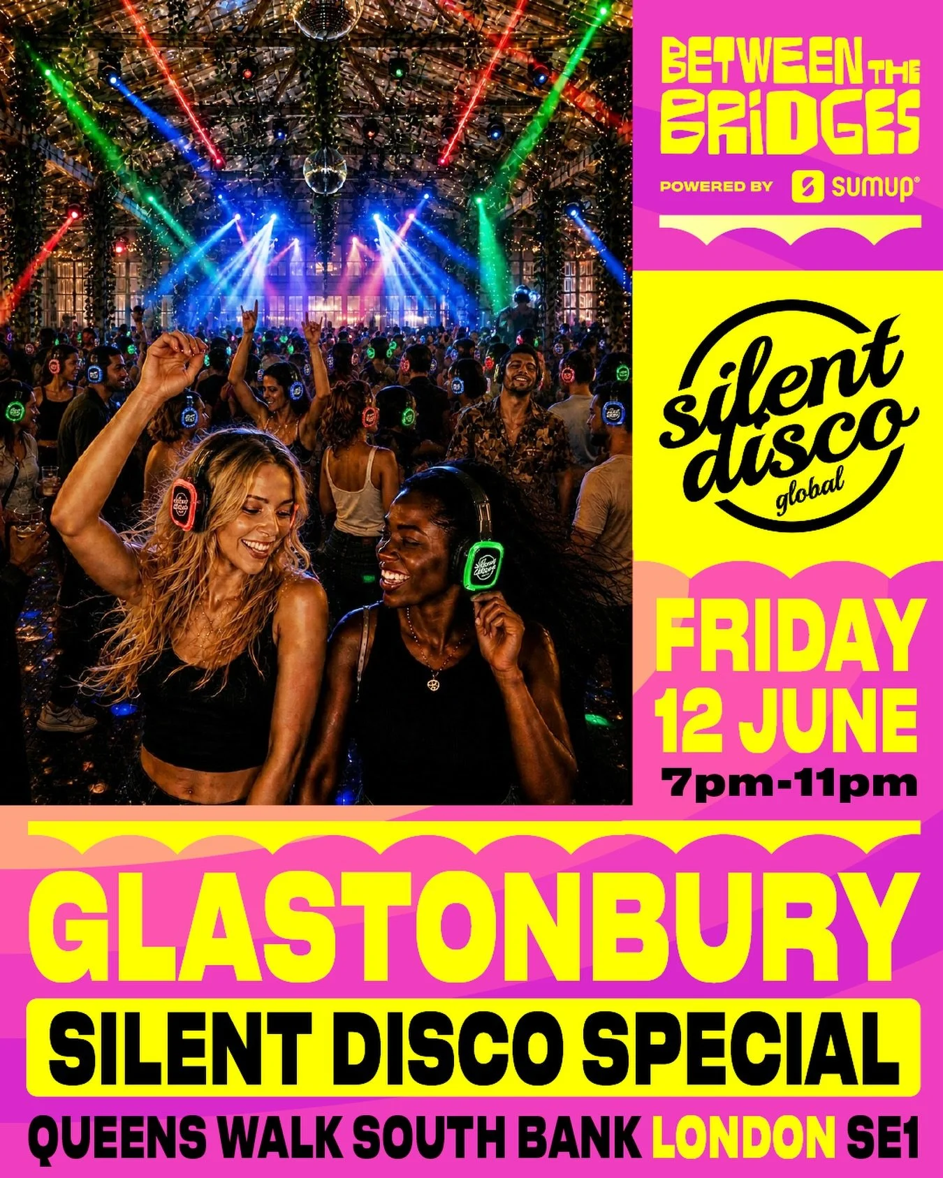 No Glasto? No problem. 🙏

Glastonbury&rsquo;s taking a year off&hellip; so we&rsquo;re bringing it to the Southbank on June 12th 🔺✨

Join us at Between the Bridges for a special silent disco transforming the Southbank into a three-stage, Glastonbur