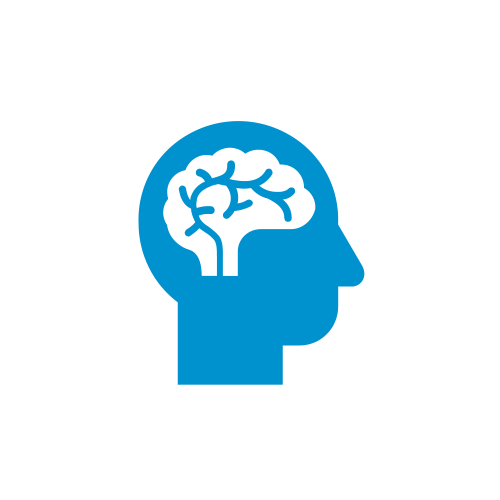 Grafische Darstellung eines menschlichen Kopfes mit Gehirn, symbolisiert geistige Gesundheit oder Intelligenz.