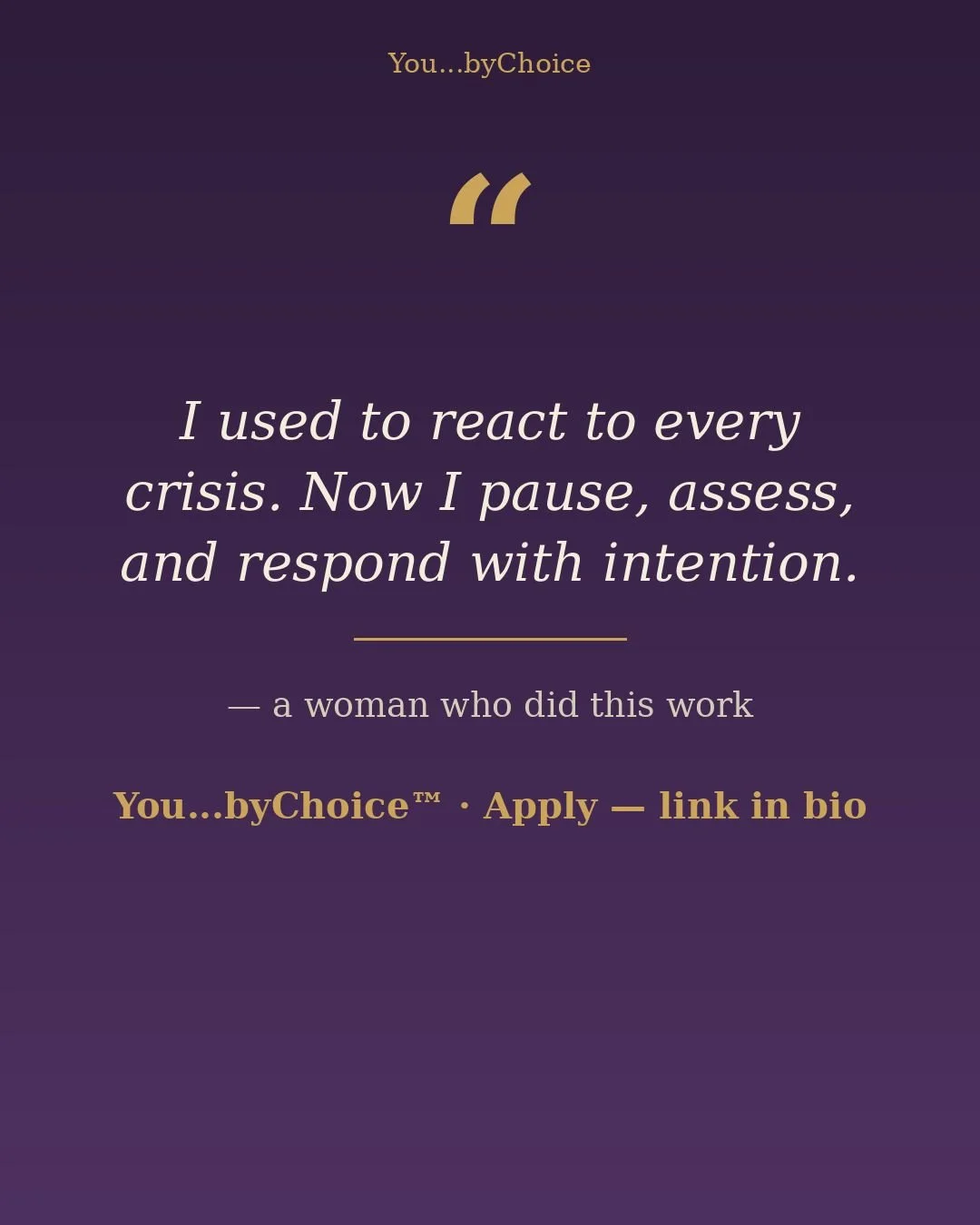 From a woman who did this work:

&ldquo;Coaching with Charlene has been transformative. I used to react to every crisis. Now I pause, assess, and respond with intention.&rdquo;

And another:

&ldquo;Her guidance is practical and unflinching. She does