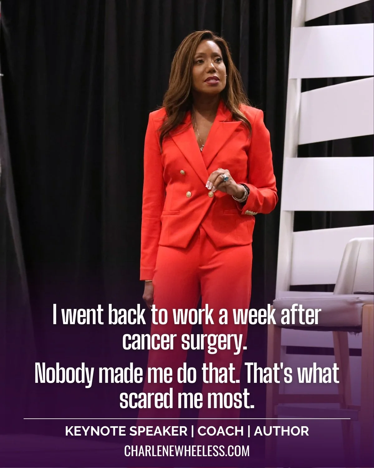 The first time I had cancer, I didn't tell many people. I had major surgery and went back to work in a week.

Even that, I turned into a performance.

Nothing to see here.
Still poised.
Still on schedule.

I had spent decades becoming the executive w