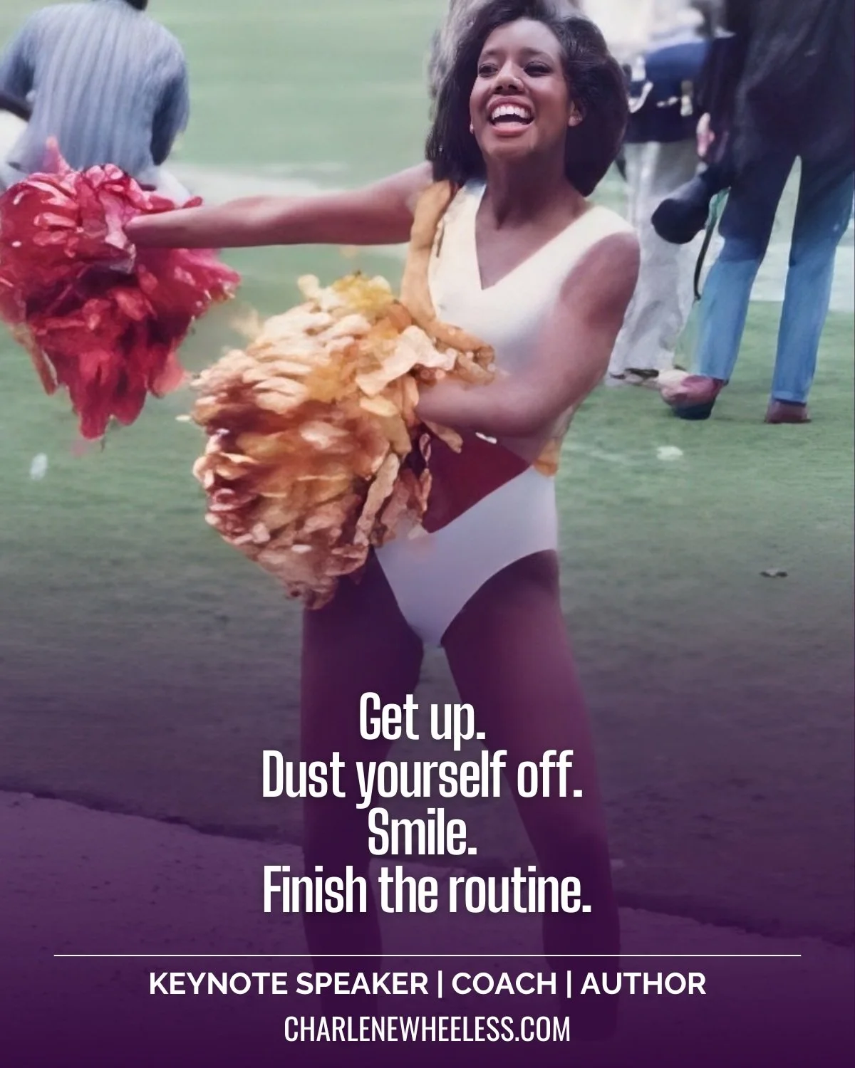 You will never meet a cheerleader who got hurt and walked off mid-routine. Not one. There is a reason.

I know what some of you think when you hear the word cheerleader.

Pom poms. Smiles. Glitter.

And I will not lie to you. 

All of that is real. 
