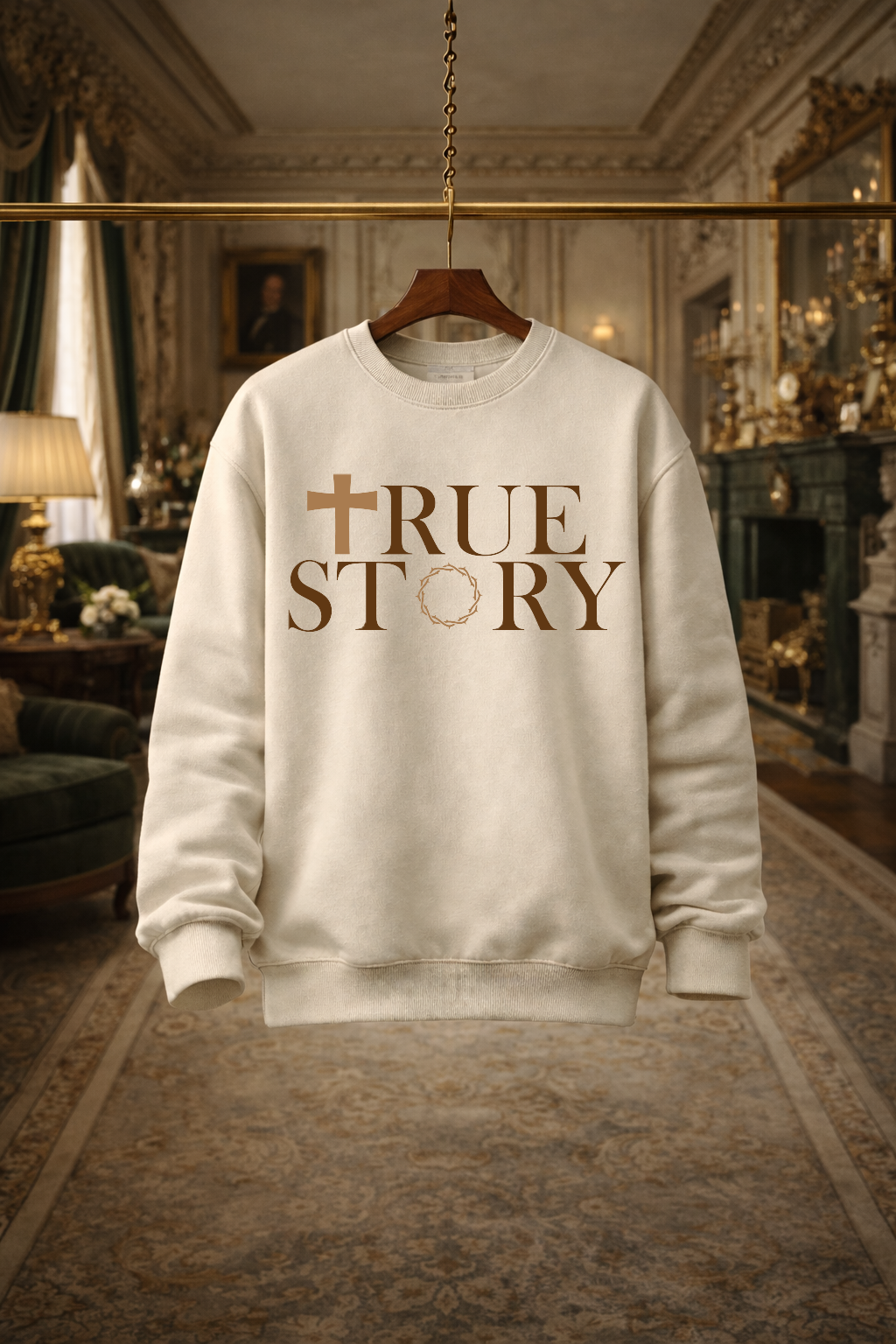 Men's Crewneck Beige with Brown.png