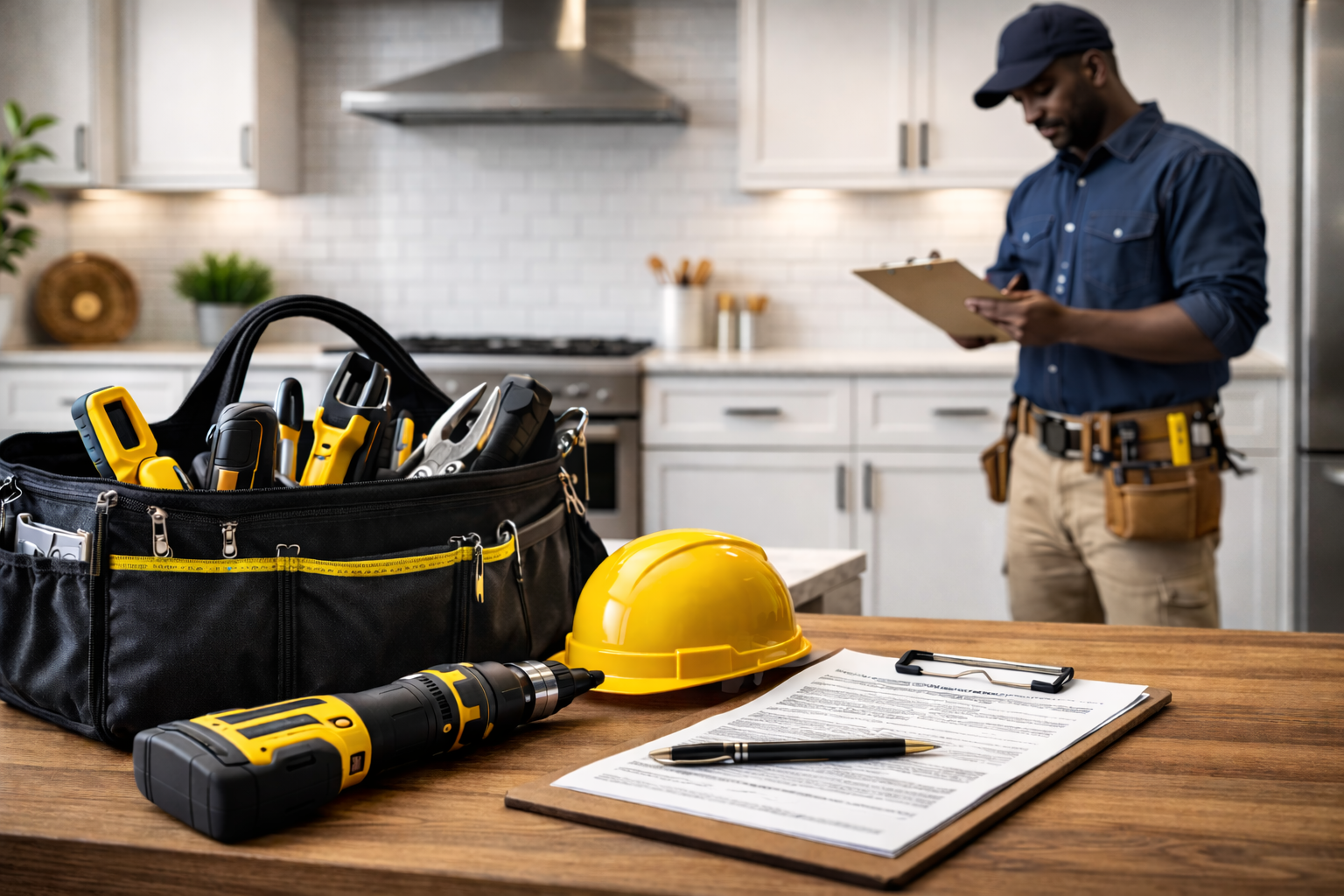 Handyman in New Orleans preparing tools for home repair and inspection repair services.