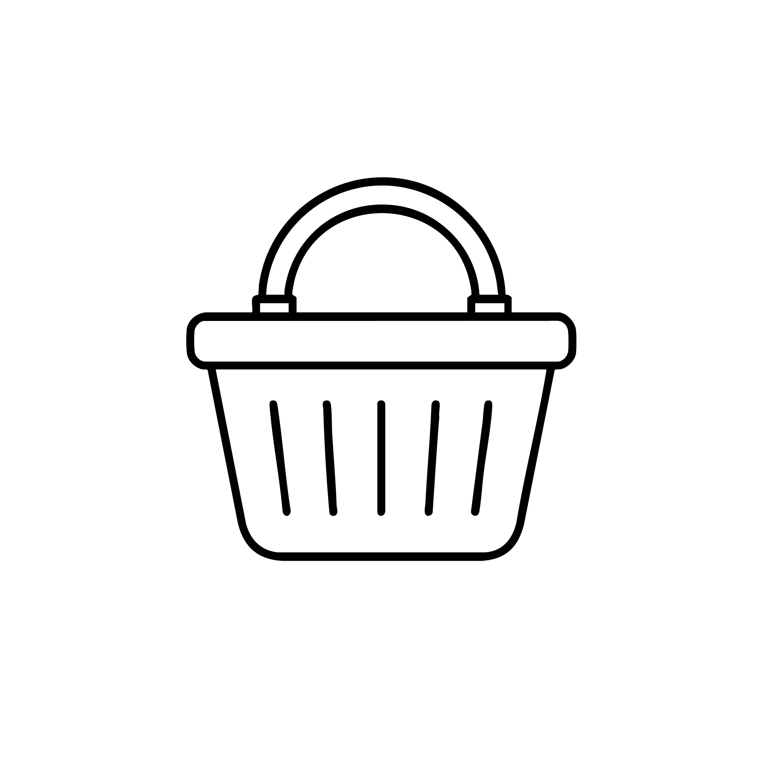 Black outline icon of a storage basket.