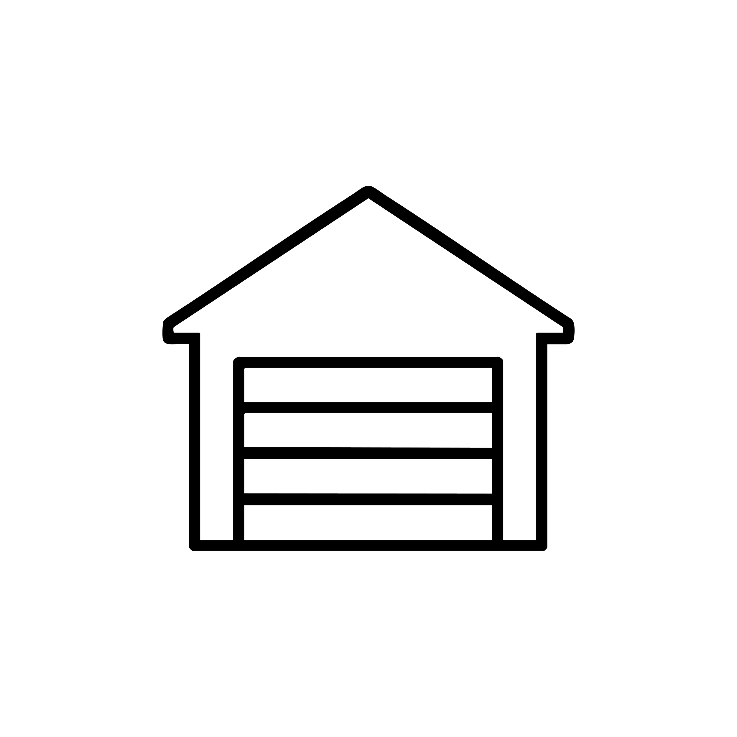 Black outline icon of a garage entry area.