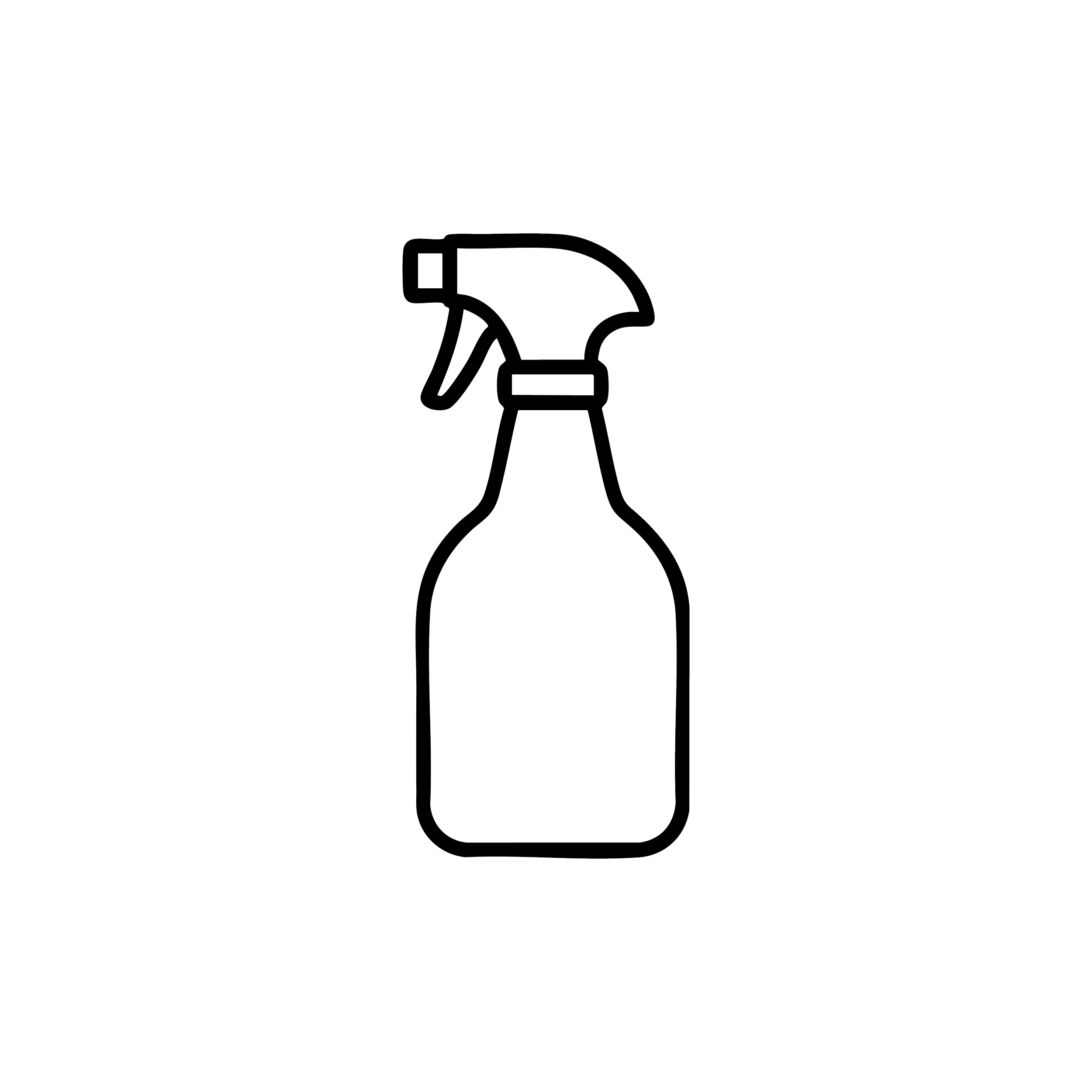 Black outline icon of a cleaning spray bottle.