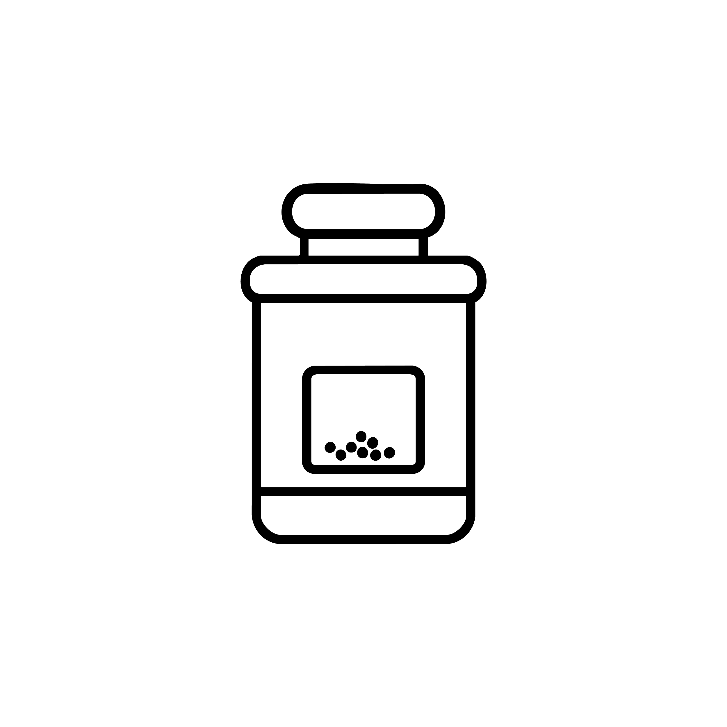 Black outline icon of a food storage container.
