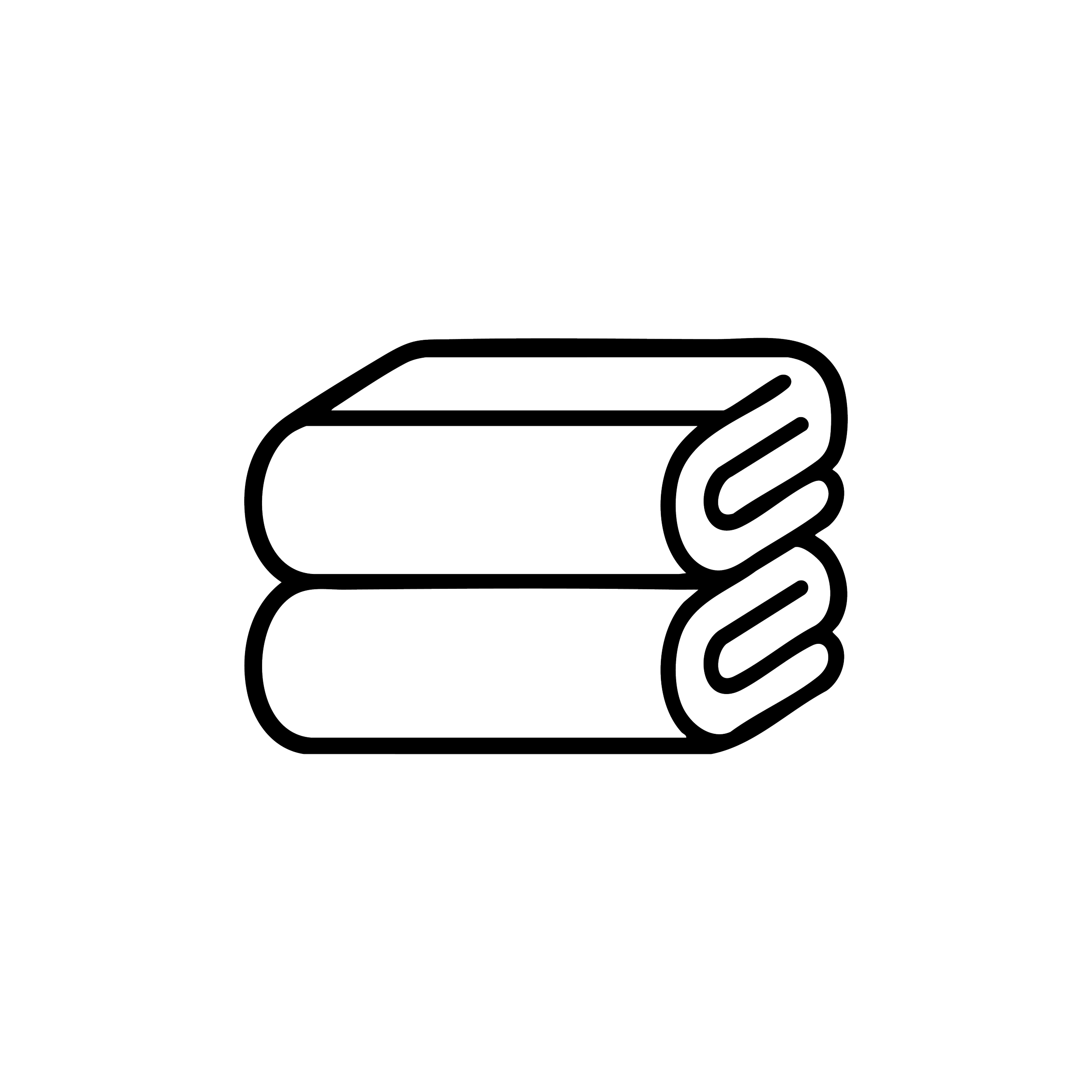 Black outline icon of folded towels and linens.