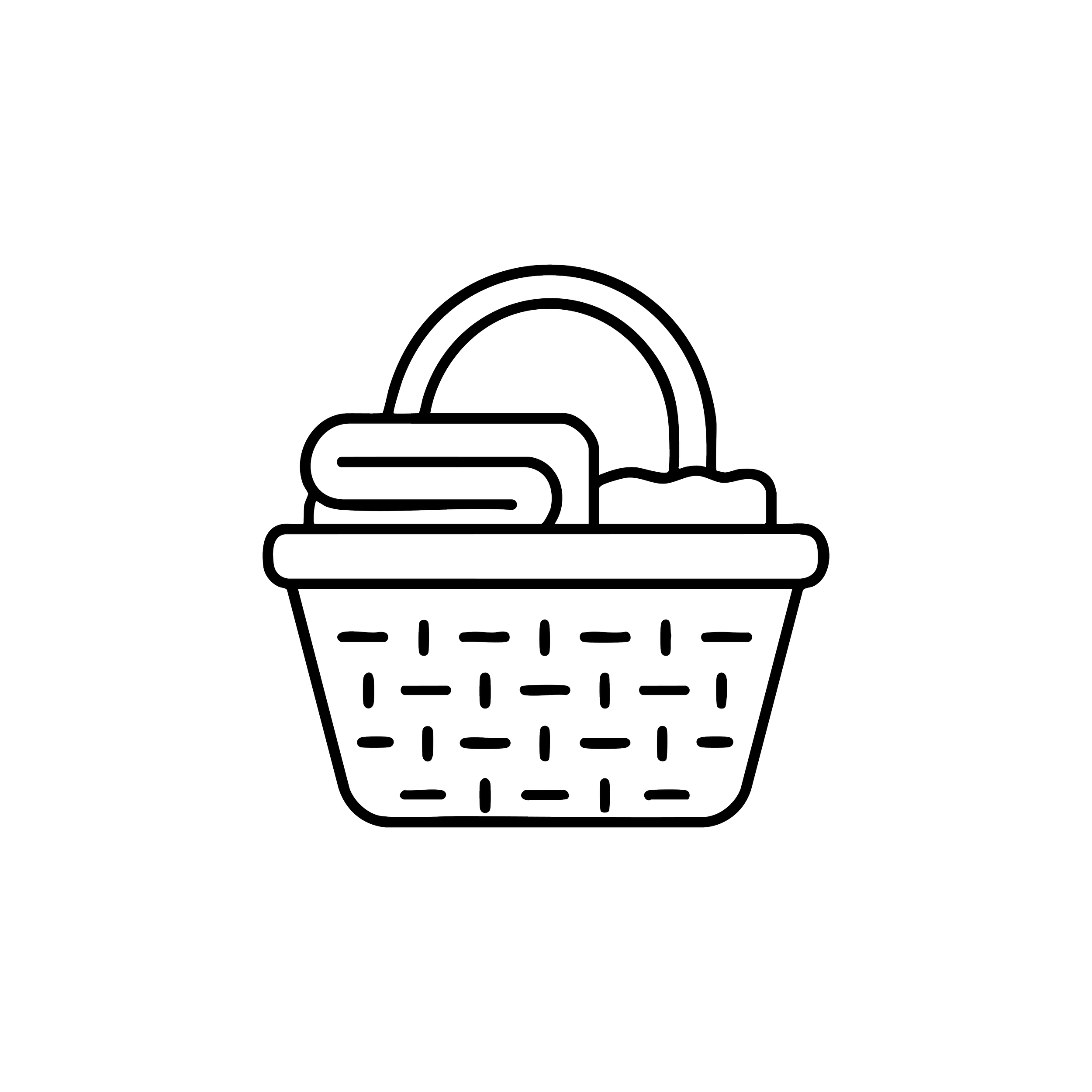 Black outline icon of a laundry basket.
