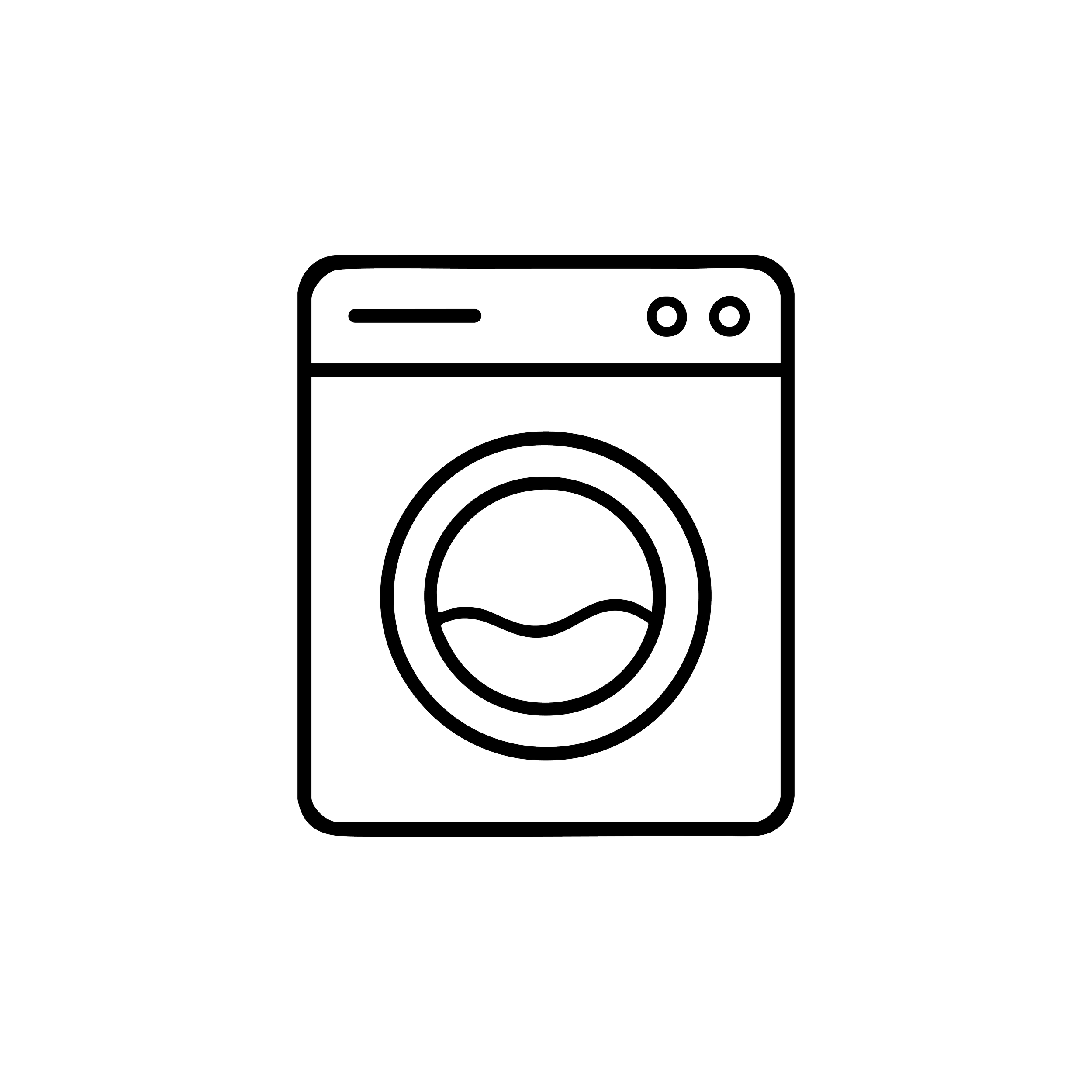 Black outline icon of a washing machine.
