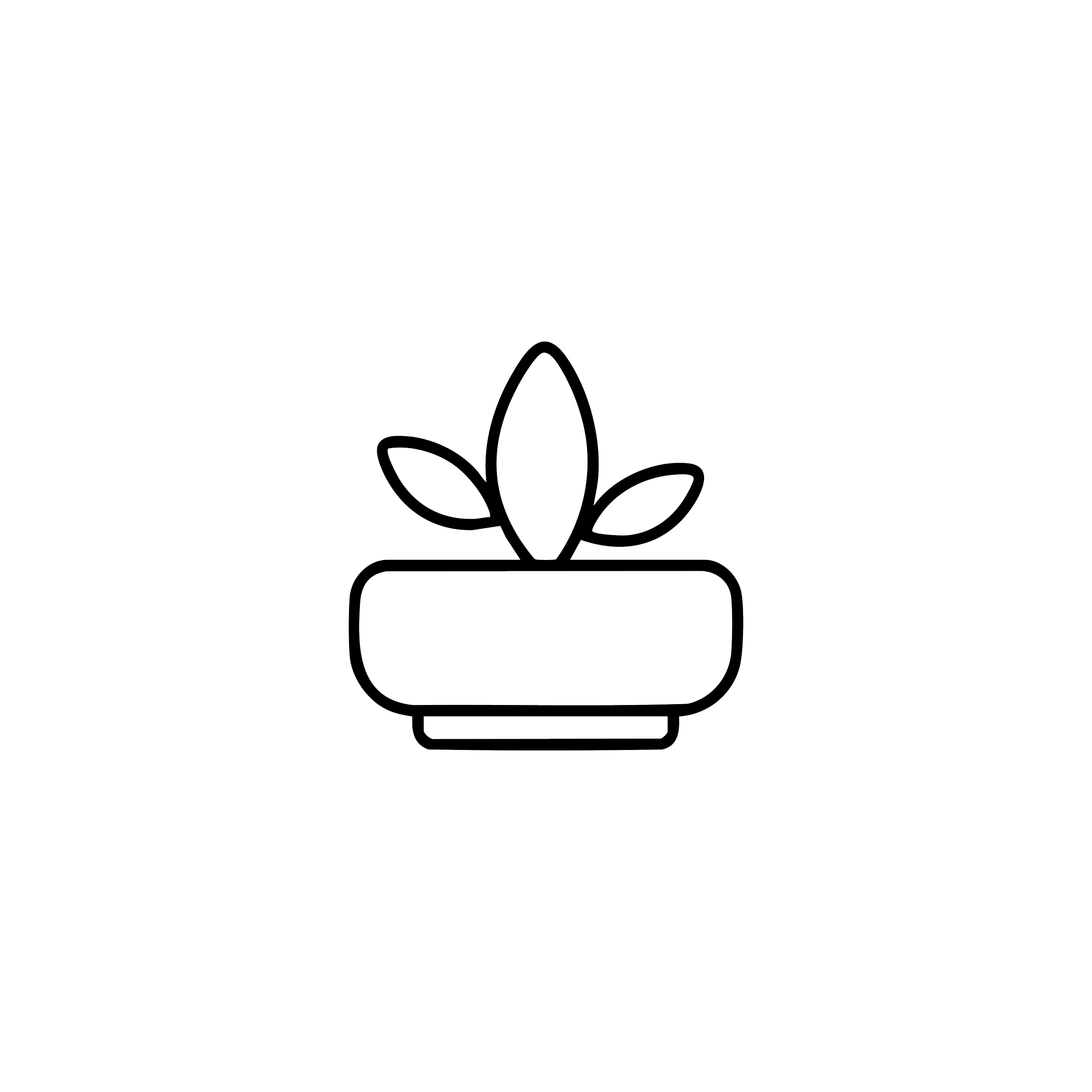 Black outline icon of a decorative potted plant.