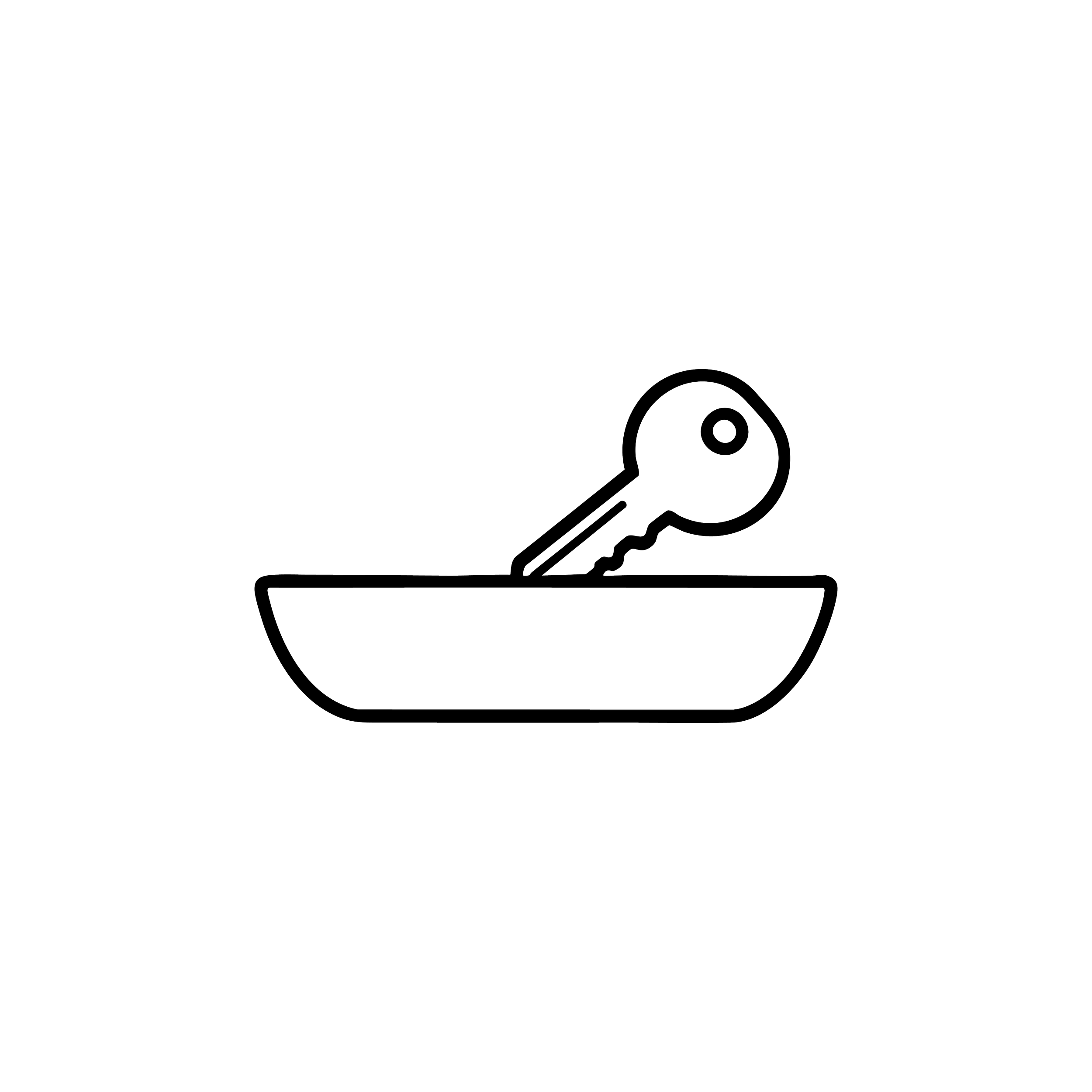 Black outline icon of a key for drop zone area.