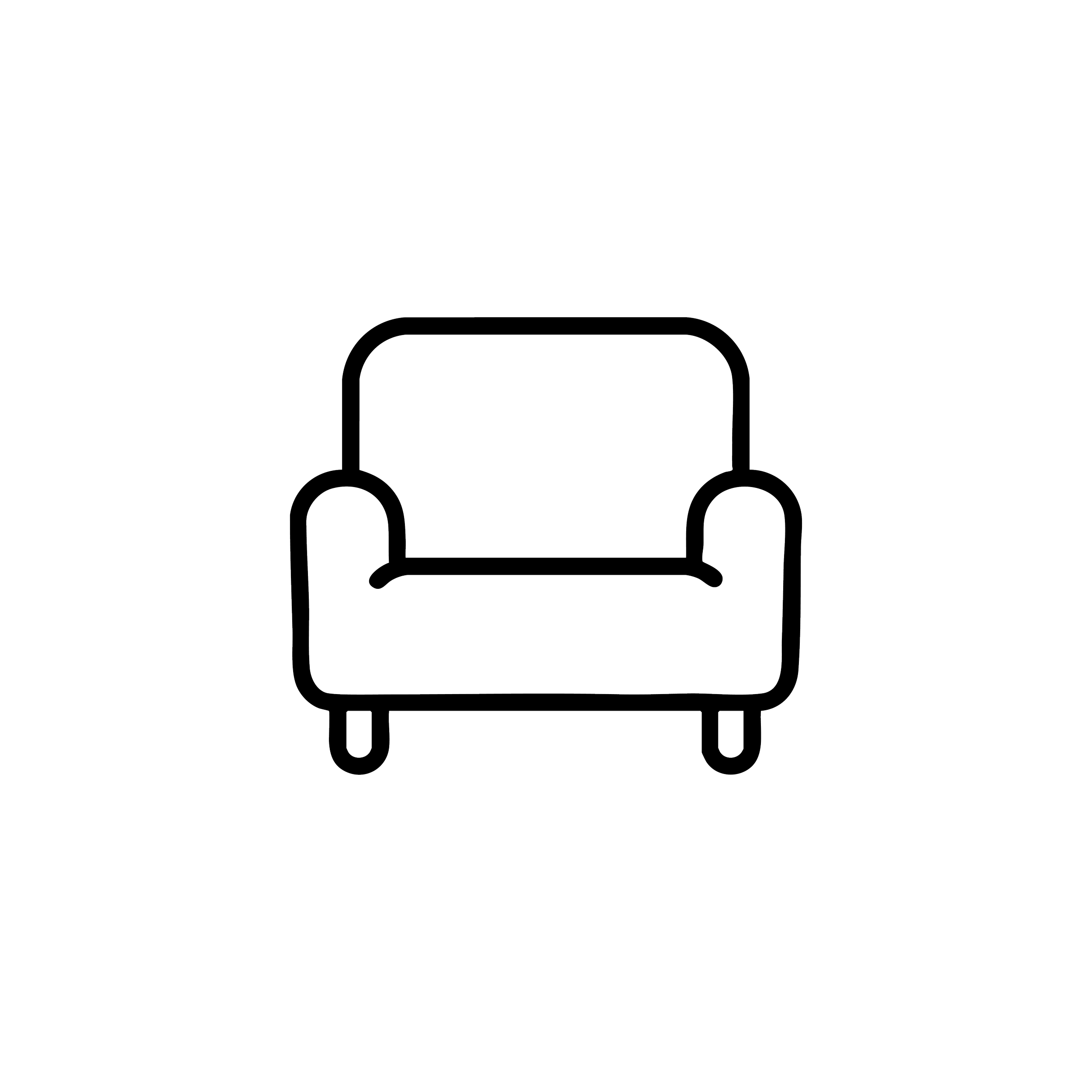 Black outline icon of a living room sofa.