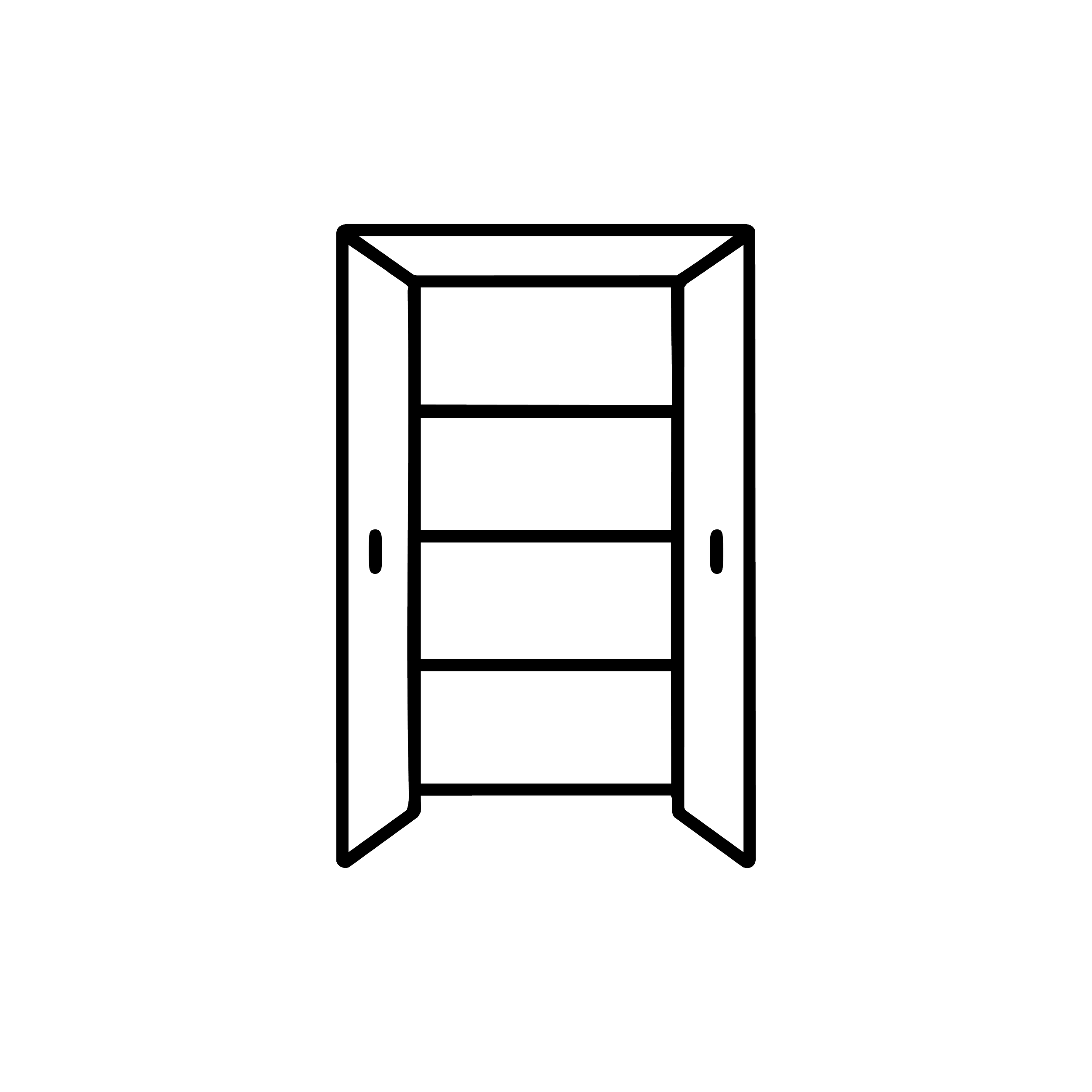 Black outline icon of a reach-in pantry or storage cabinet.