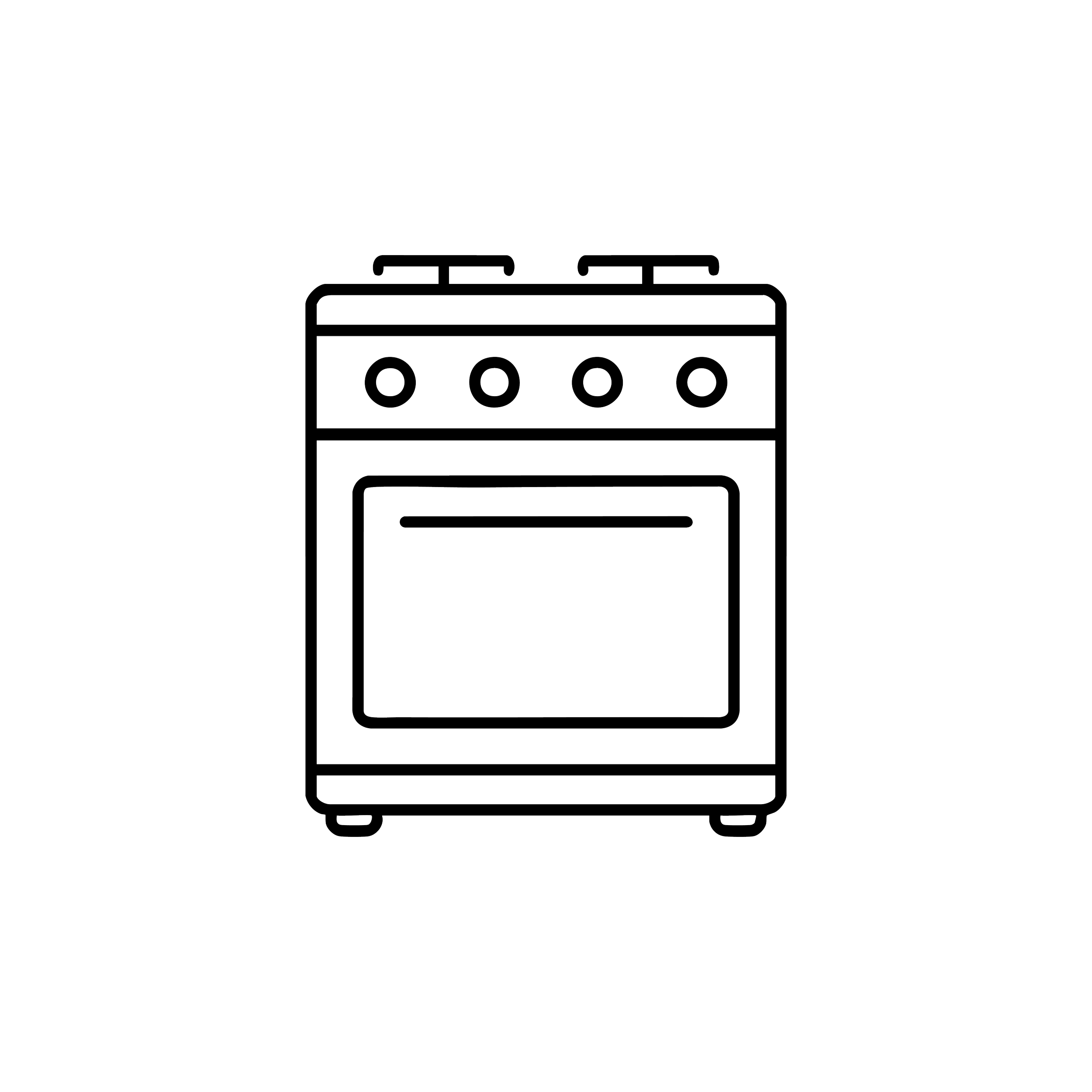Black outline icon of a kitchen stove.