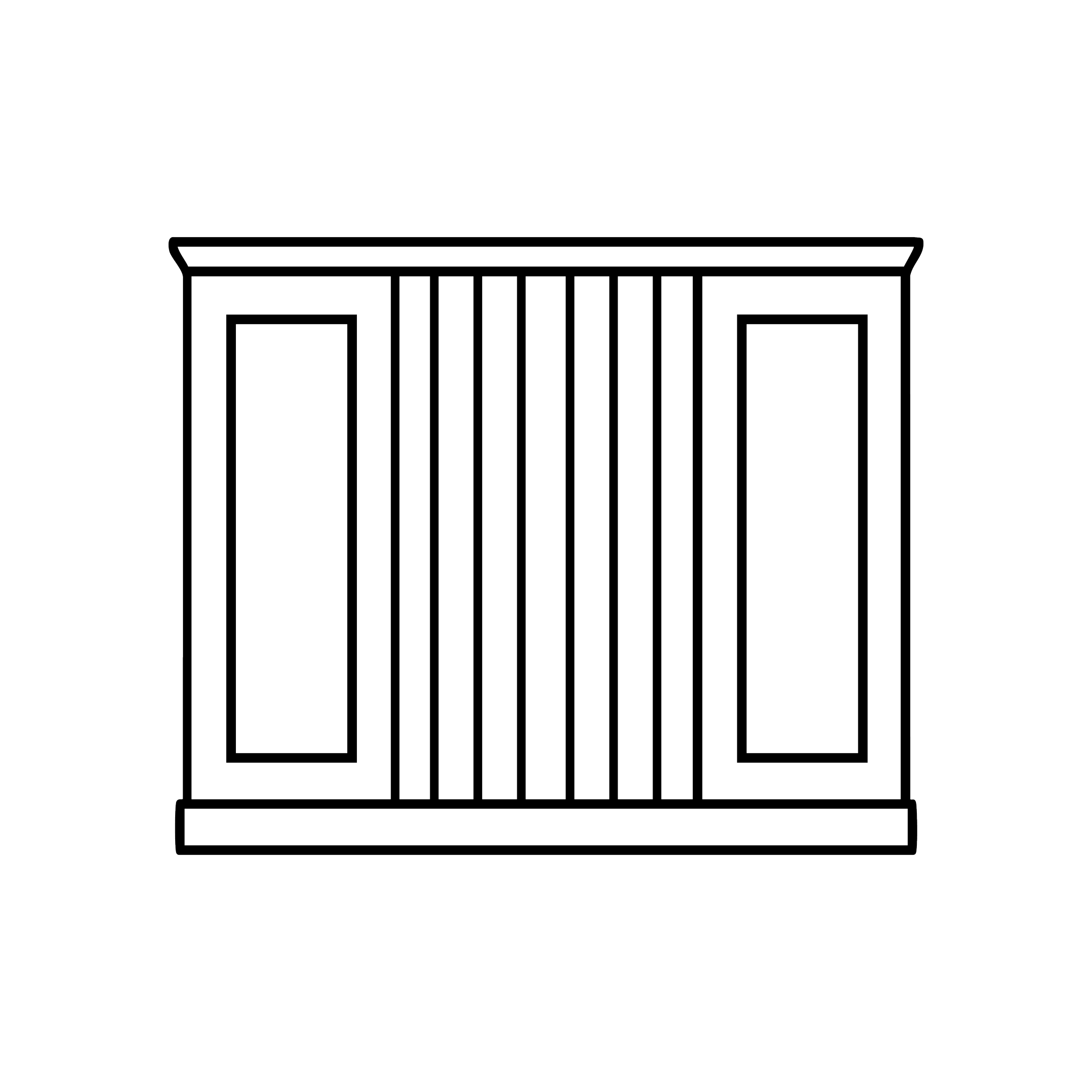 An outline of a house with a triangular roof, chimney, and rectangular windows, set against a black background.