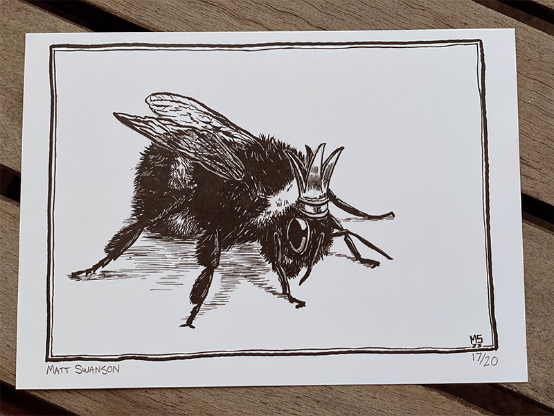The Prince of Spring -- Bee 5"x7" honey bee art print